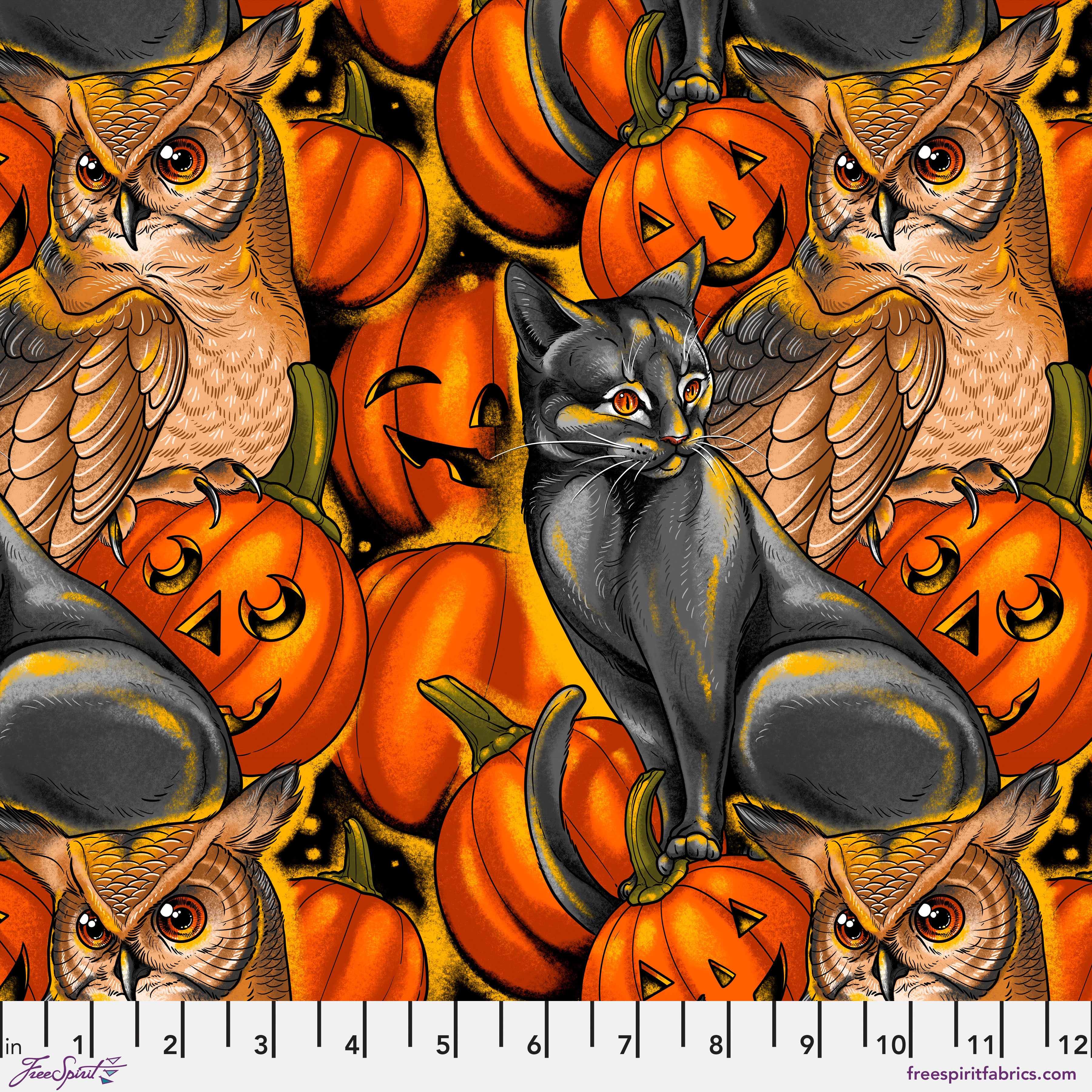 Costumes & Cobwebs | Pumpkin Party - Orange by Rachel Hauer for FreeSpirit | PWRH121.ORANGE