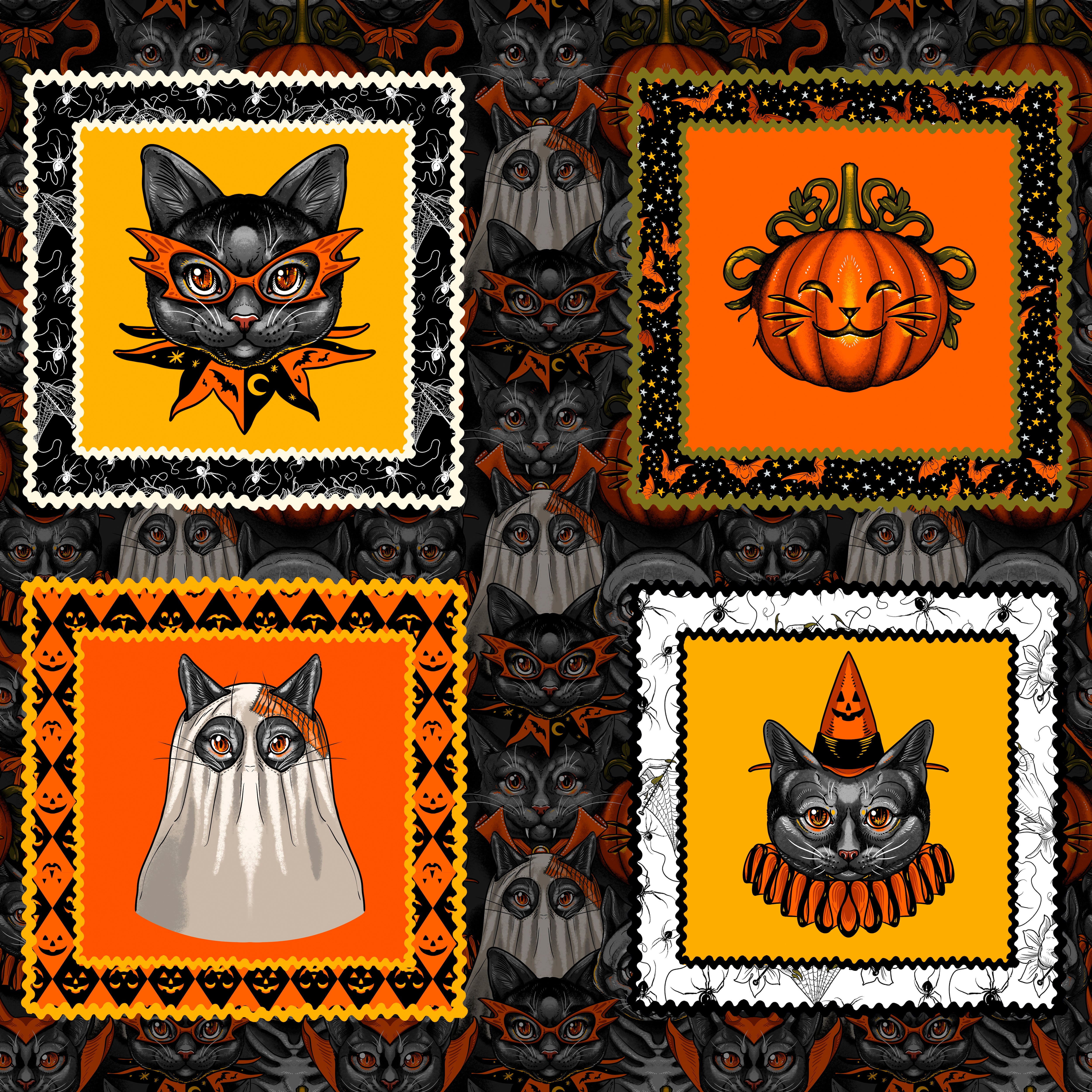 Costumes & Cobwebs | Cat Costumes - Panel by Rachel Hauer for FreeSpirit | PWRH122.PANEL