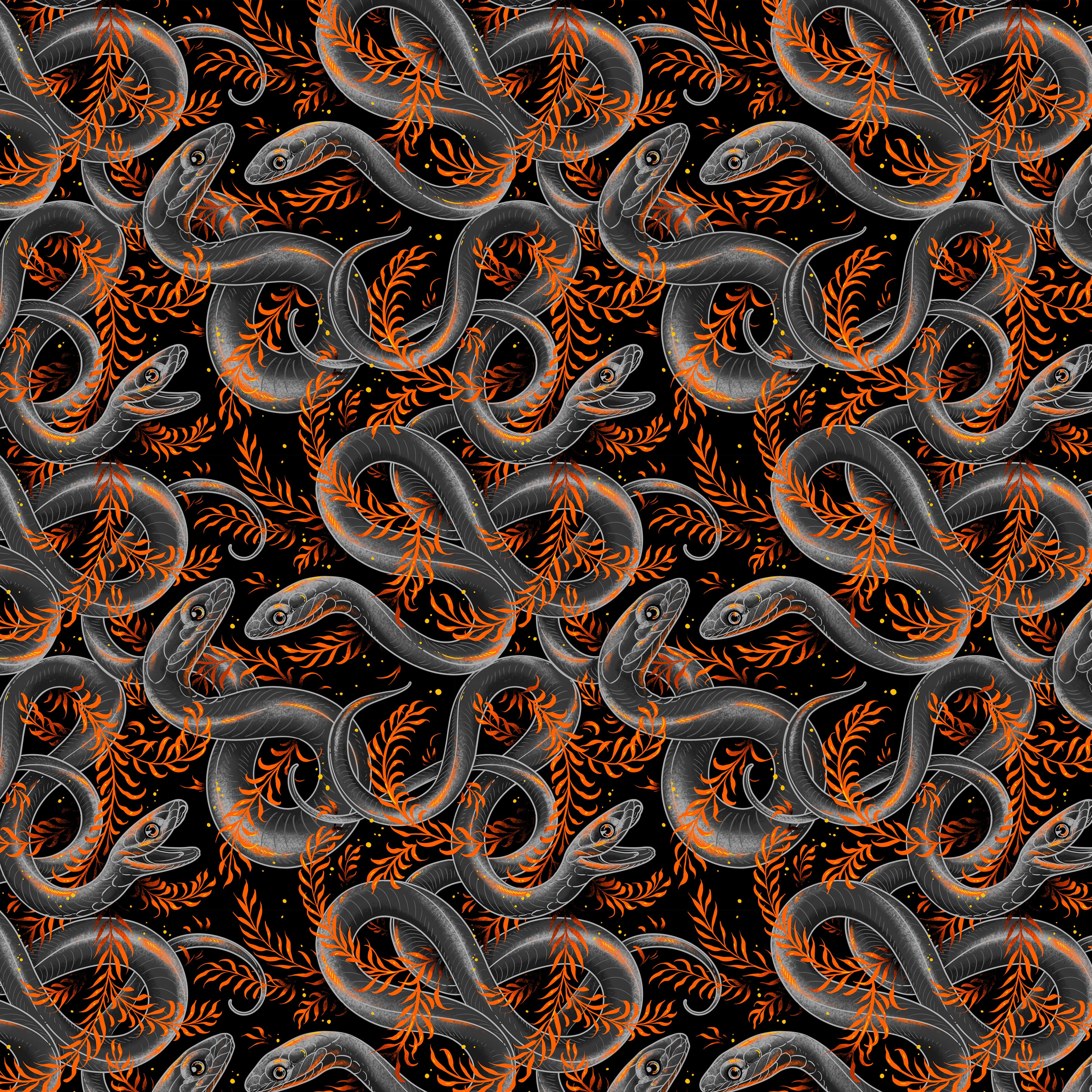 Costumes & Cobwebs | Sneaky Snakes - Black by Rachel Hauer for FreeSpirit | PWRH123.BLACK