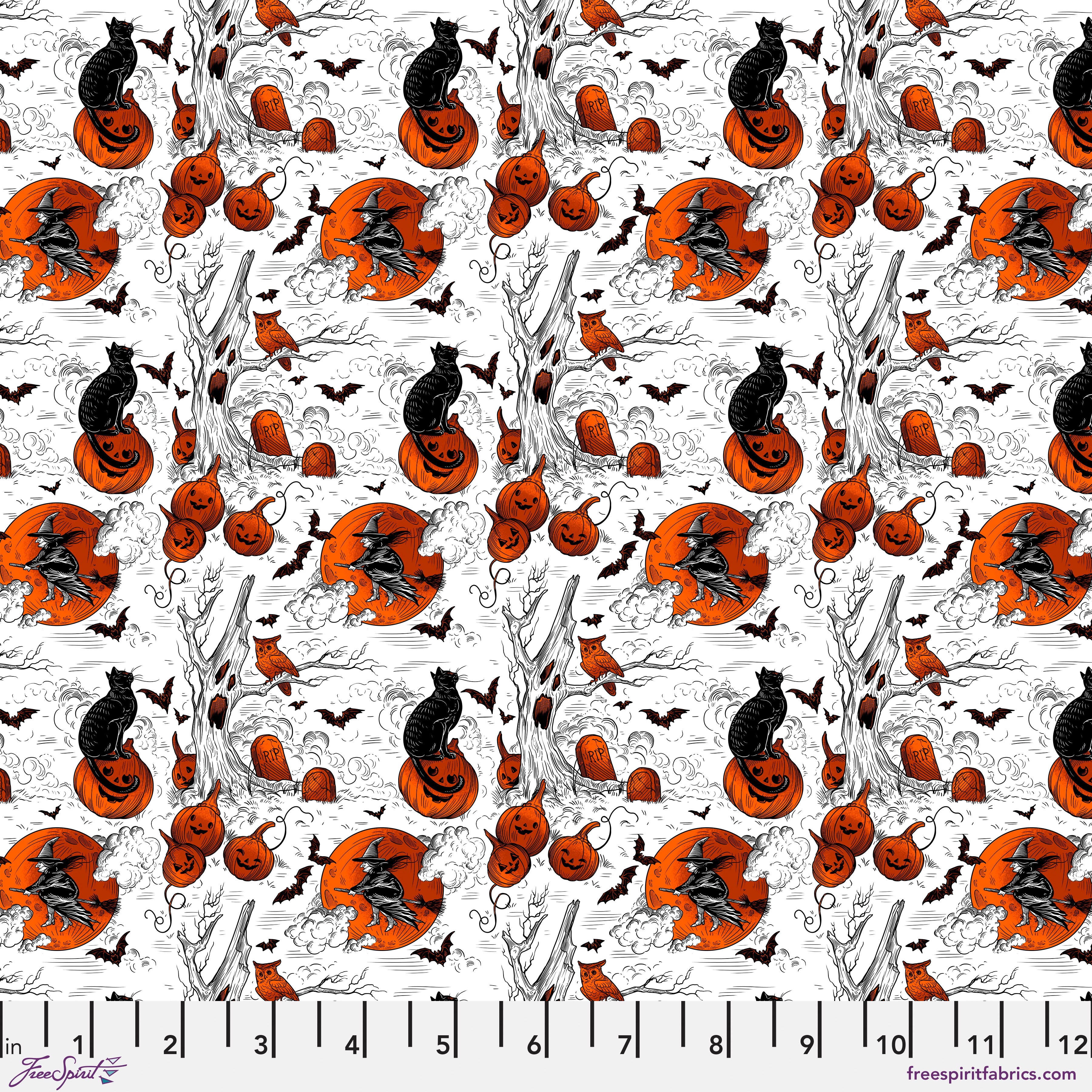 Costumes & Cobwebs | Small Haunted Toile - White by Rachel Hauer for FreeSpirit | PWRH126.WHITE