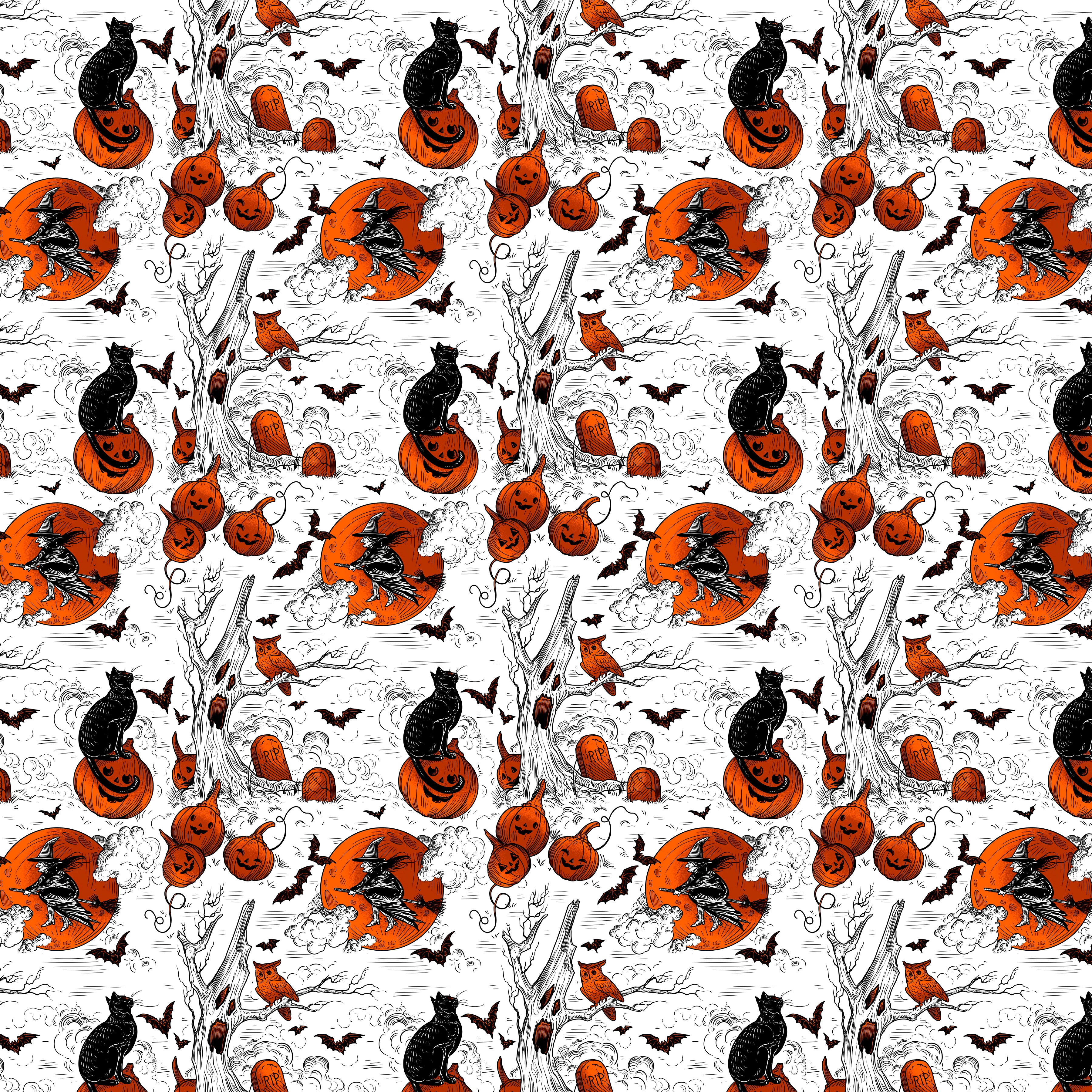 Costumes & Cobwebs | Small Haunted Toile - White by Rachel Hauer for FreeSpirit | PWRH126.WHITE