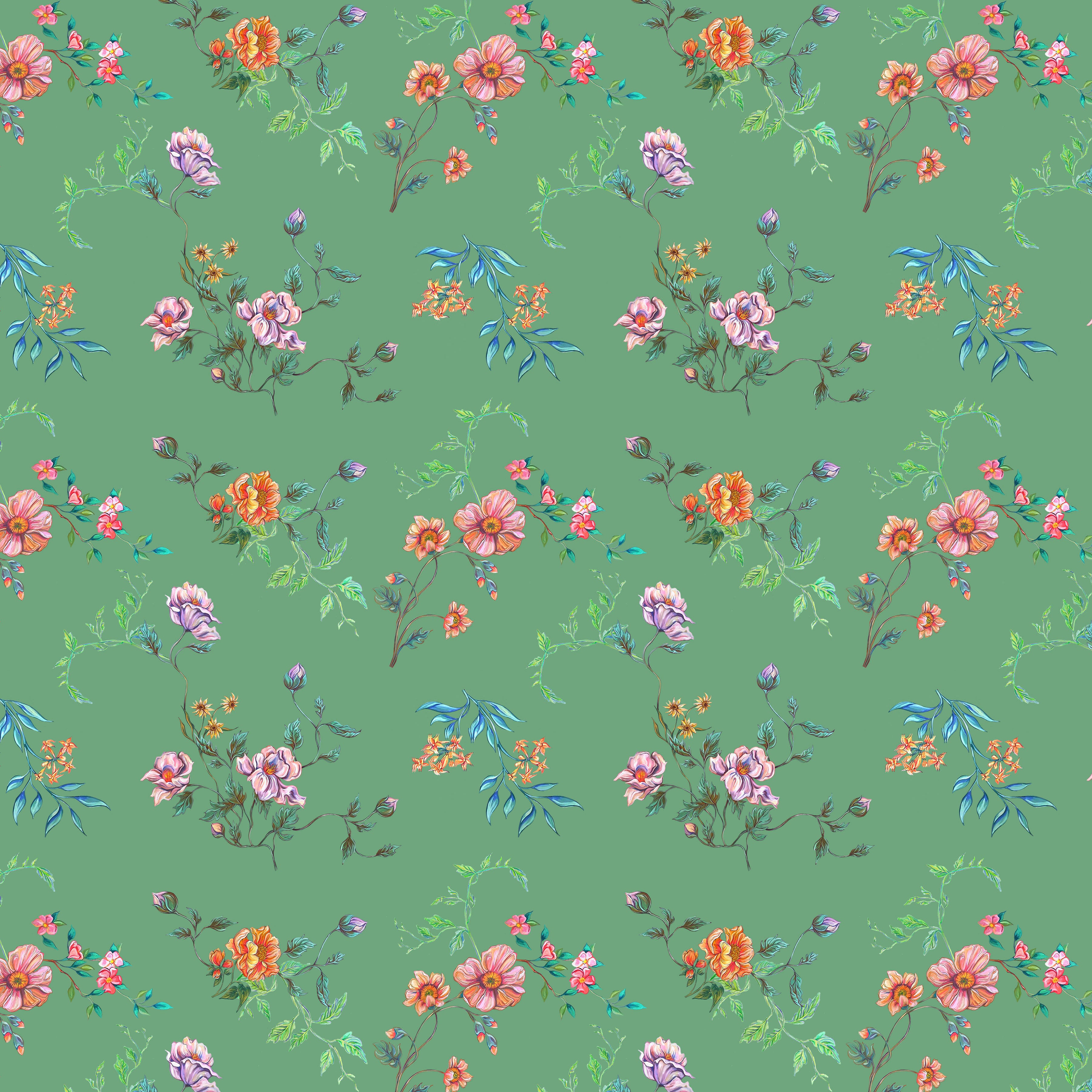 In Full Bloom | Mint Chintz - Mint by Surface of Beauty for FreeSpirit | PWSB008.MINT
