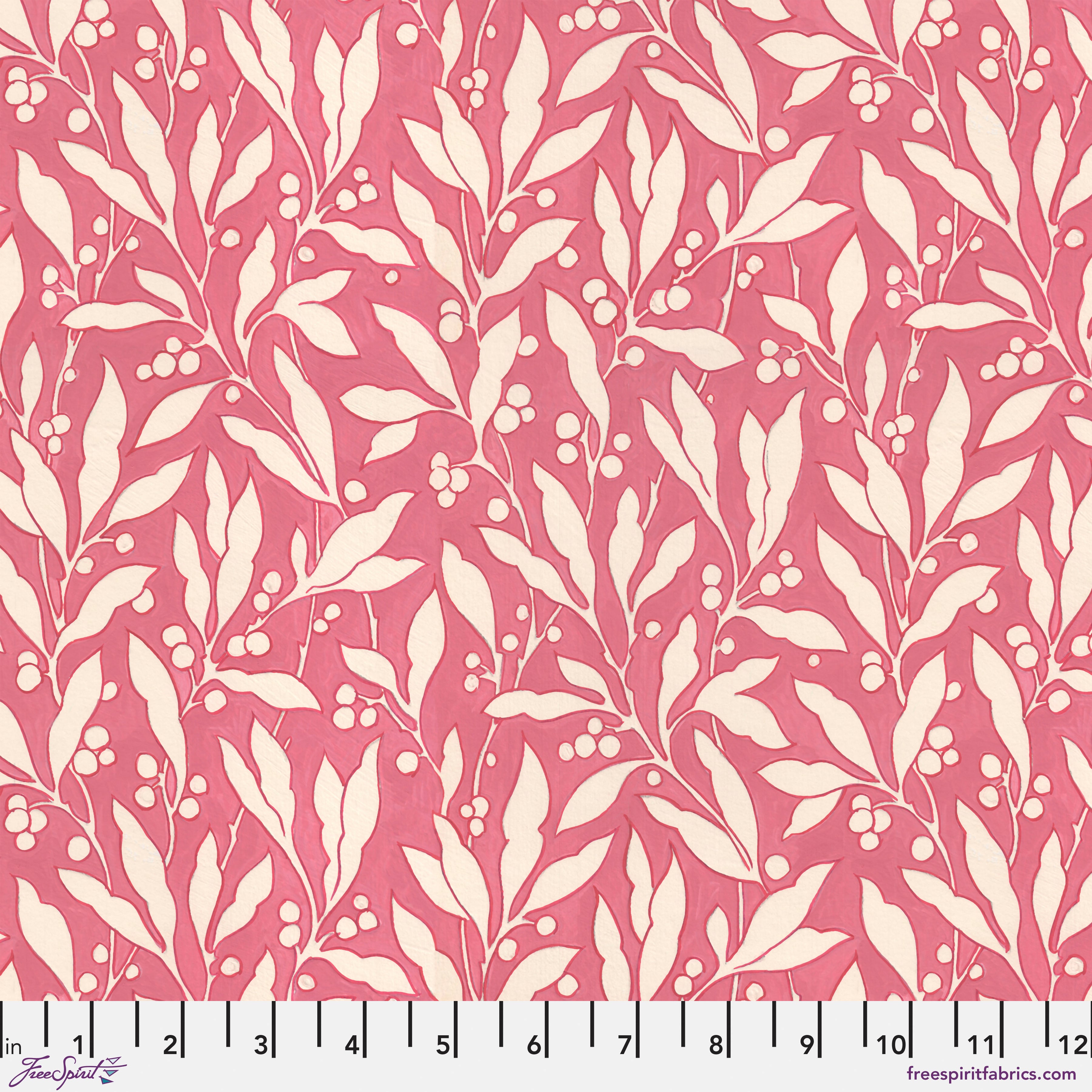 Cottage Garden | Leaf and Berry Pink by Snow Leopard Designs for FreeSpirit | PWSL132.PINK