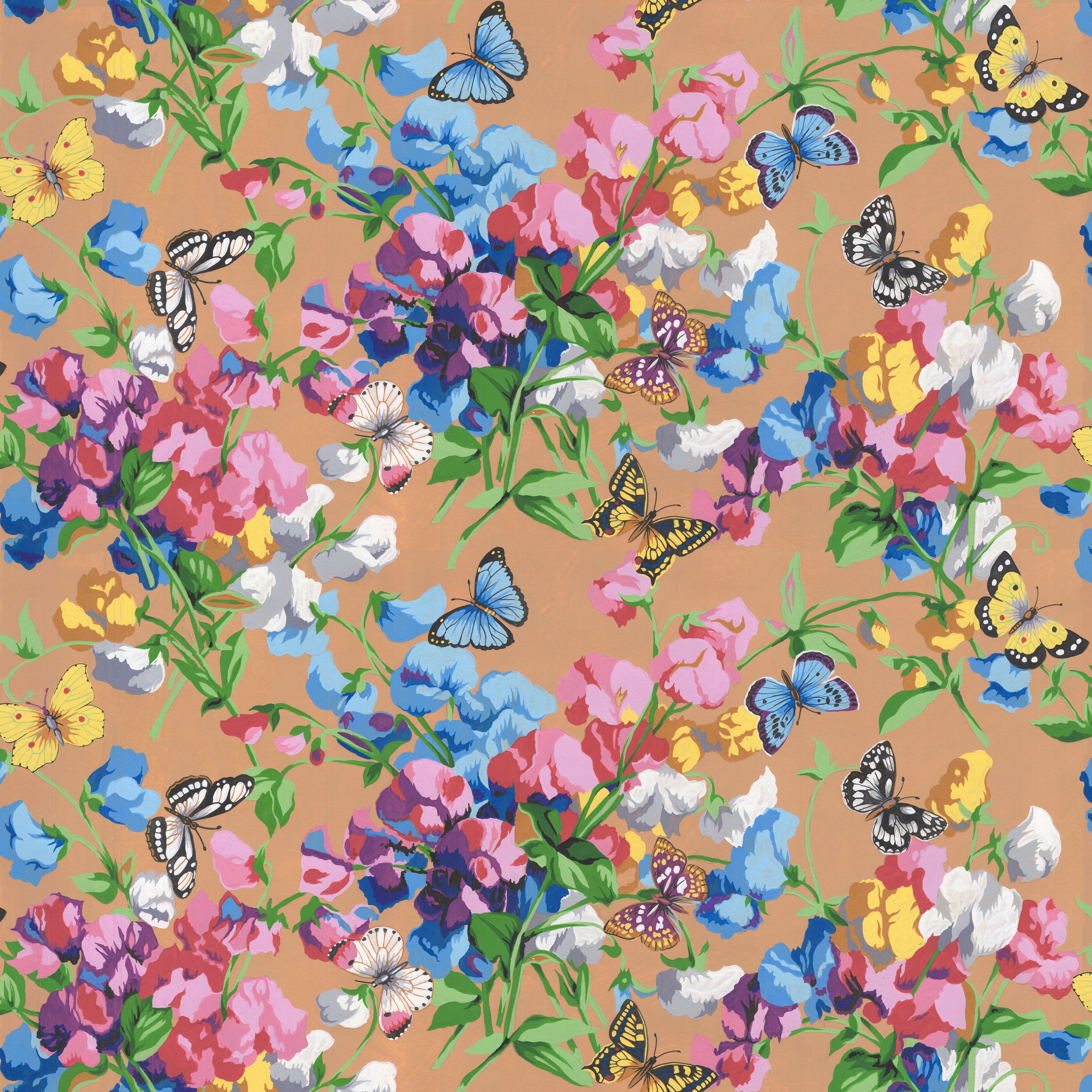 Cottage Garden | Sweet Pea & Butterflies Multi by Snow Leopard Designs for FreeSpirit | PWSL136.MULTI