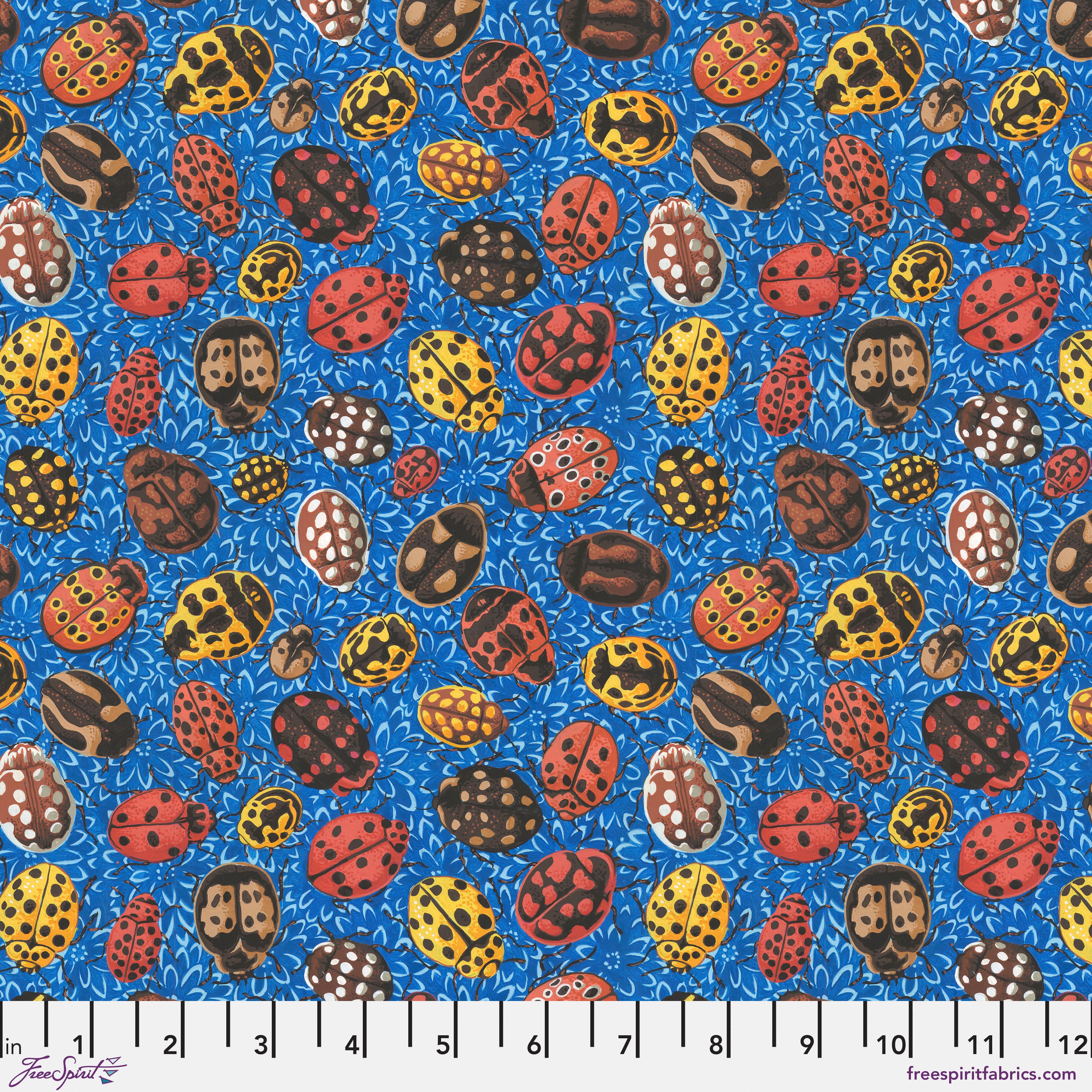 Cottage Garden | Ladybirds Blue by Snow Leopard Designs for FreeSpirit | PWSL141.BLUE