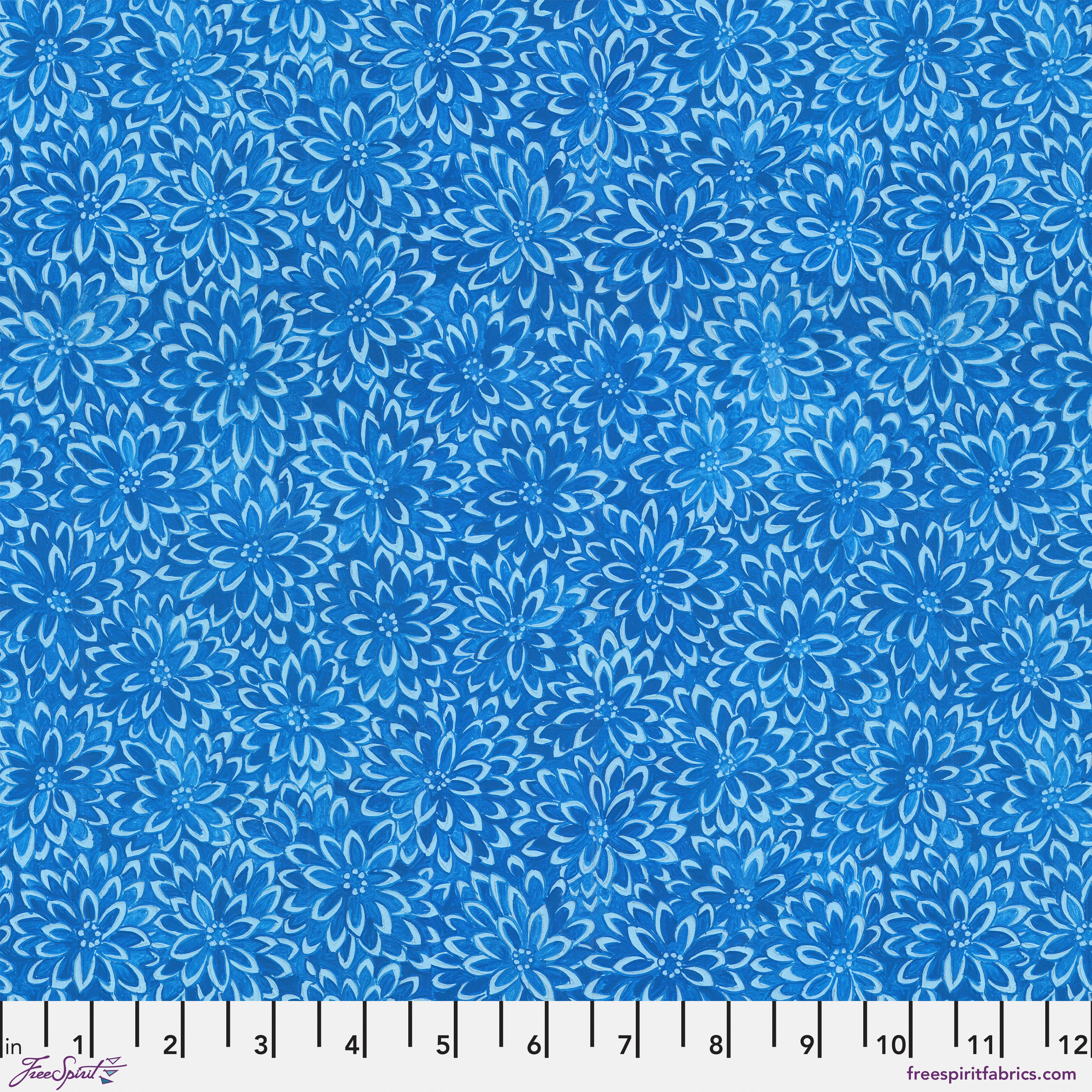 Cottage Garden | Chrysanthemum Carpet Blue by Snow Leopard Designs for FreeSpirit | PWSL142.BLUE