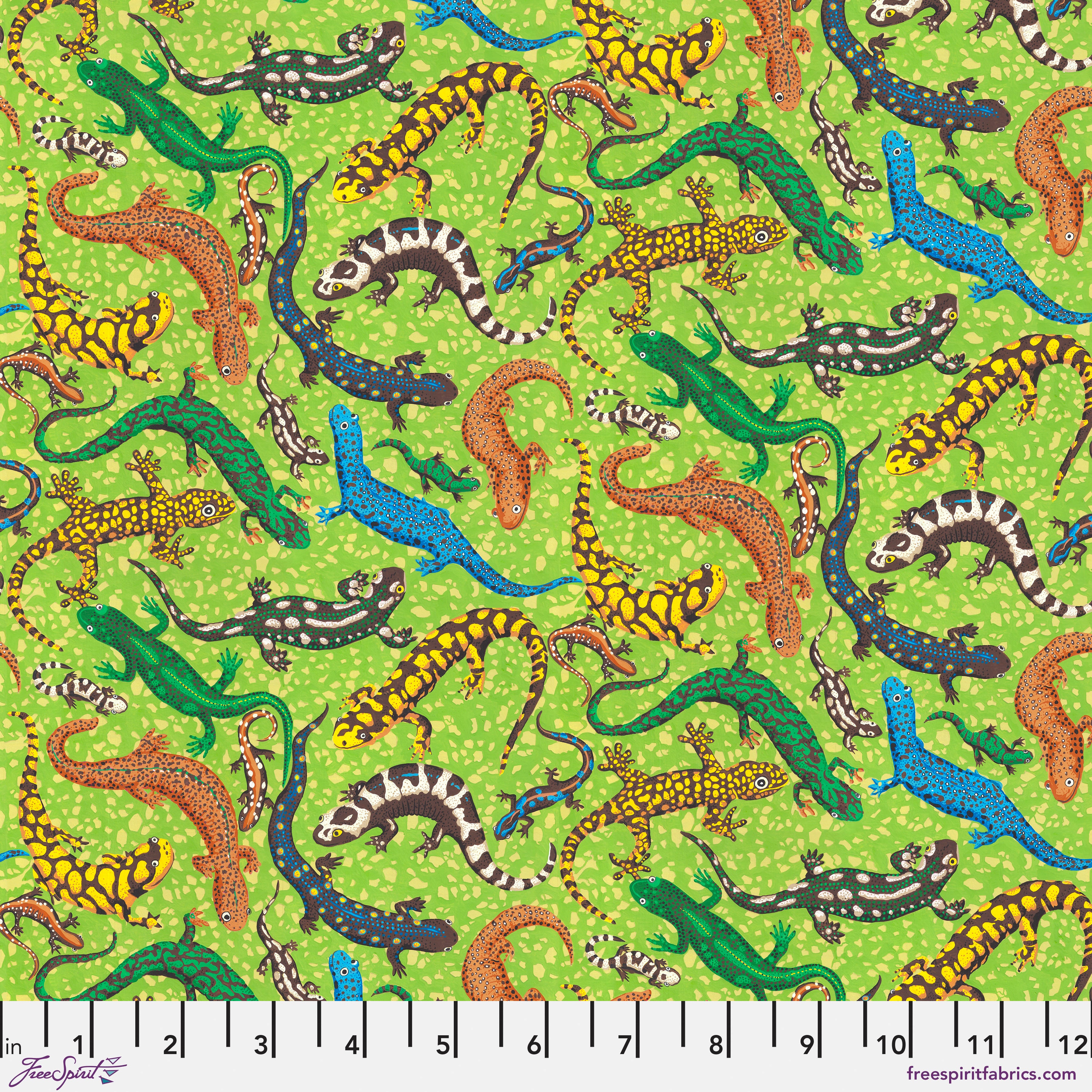 Utopia | Lizzie Lizards - Green by Snow Leopard Designs for FreeSpirit | PWSL144.GREEN