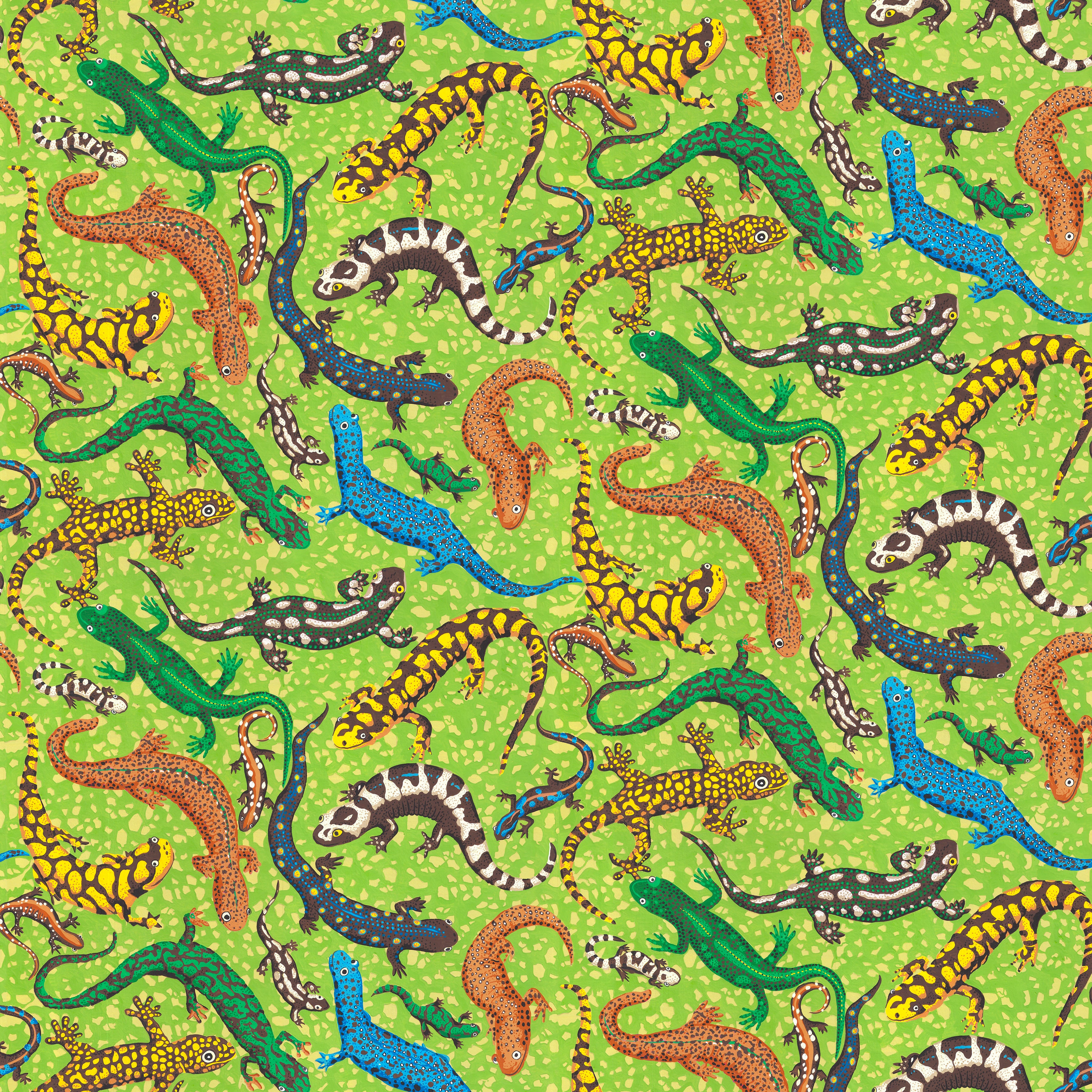 Utopia | Lizzie Lizards - Green by Snow Leopard Designs for FreeSpirit | PWSL144.GREEN