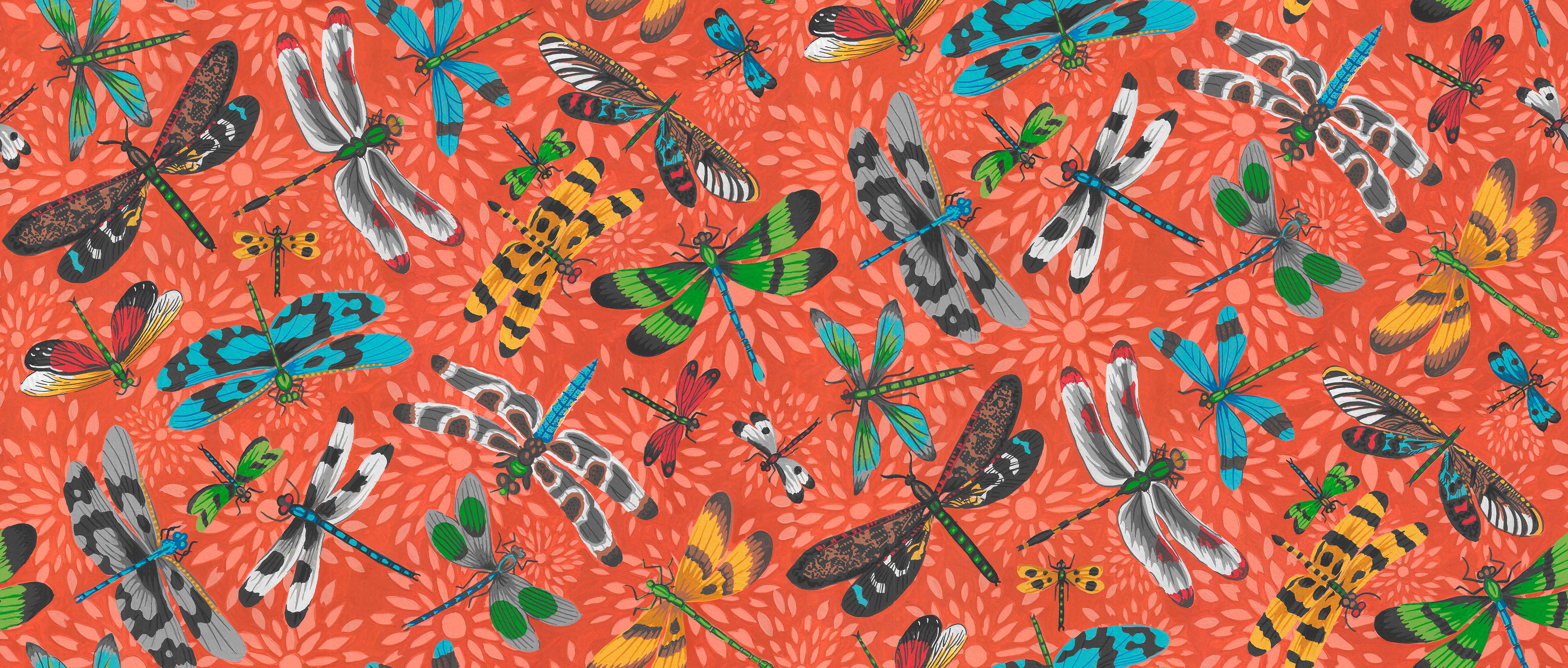 Utopia | Dragonflies - Tangerine by Snow Leopard Designs for FreeSpirit | PWSL149.TANGERINE