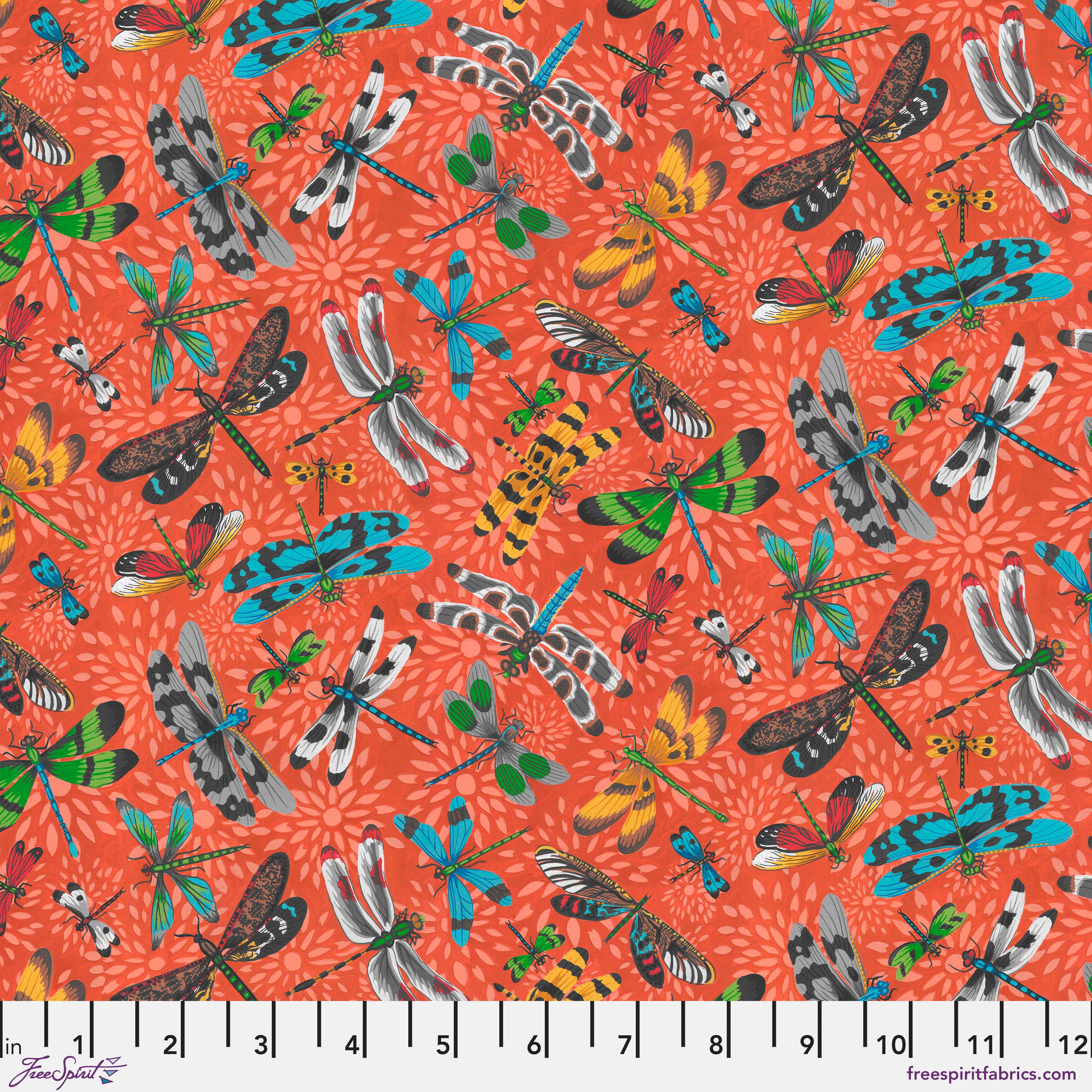 Utopia | Dragonflies - Tangerine by Snow Leopard Designs for FreeSpirit | PWSL149.TANGERINE