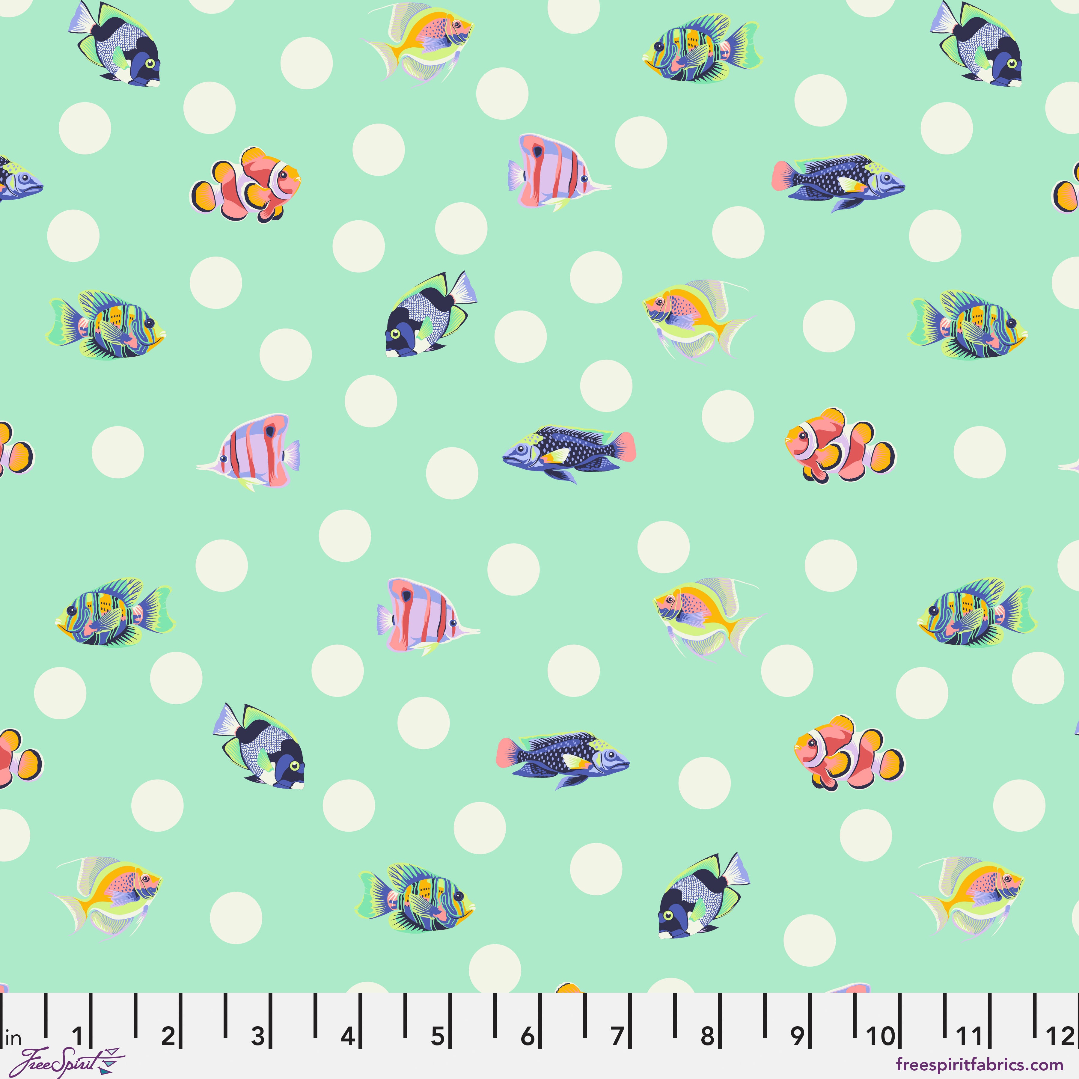 Floral Reef | School Crossing - Seafoam by Tula Pink for FreeSpirit | PWTP268.SEAFOAM