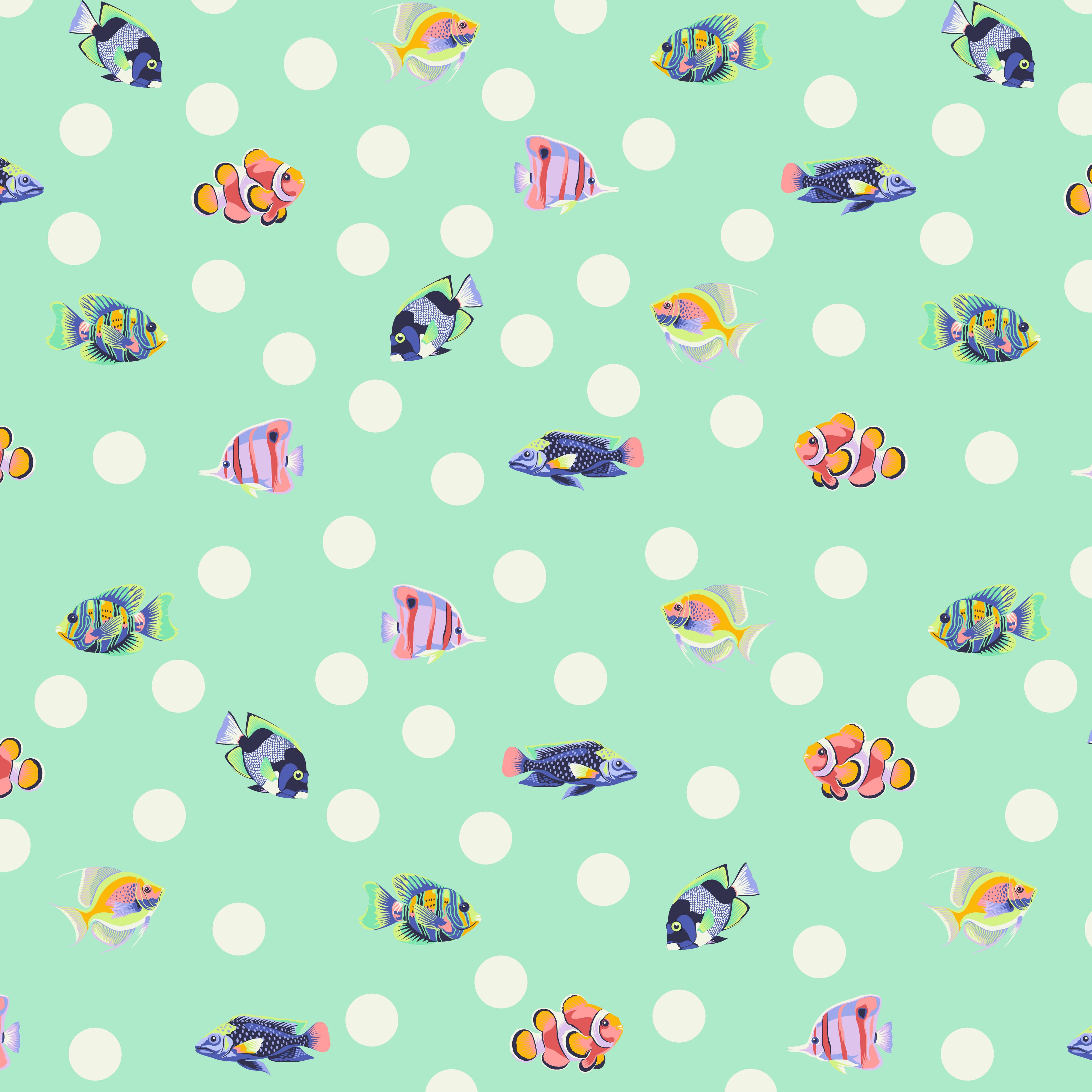Floral Reef | School Crossing - Seafoam by Tula Pink for FreeSpirit | PWTP268.SEAFOAM