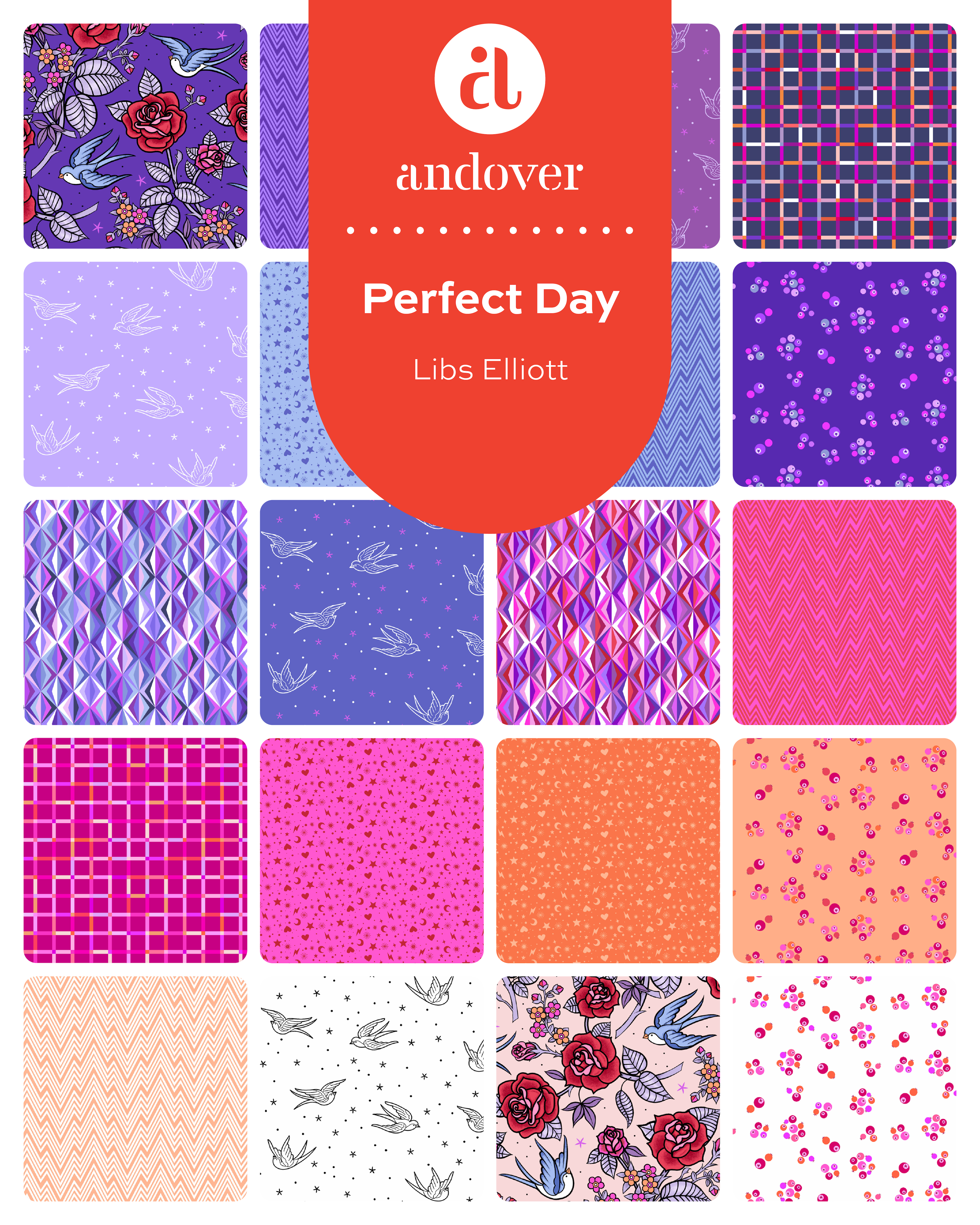 Perfect Day | 5" Charm Pack by Libs Eilliott for Andover Fabrics | 42 pcs | 100% Cotton