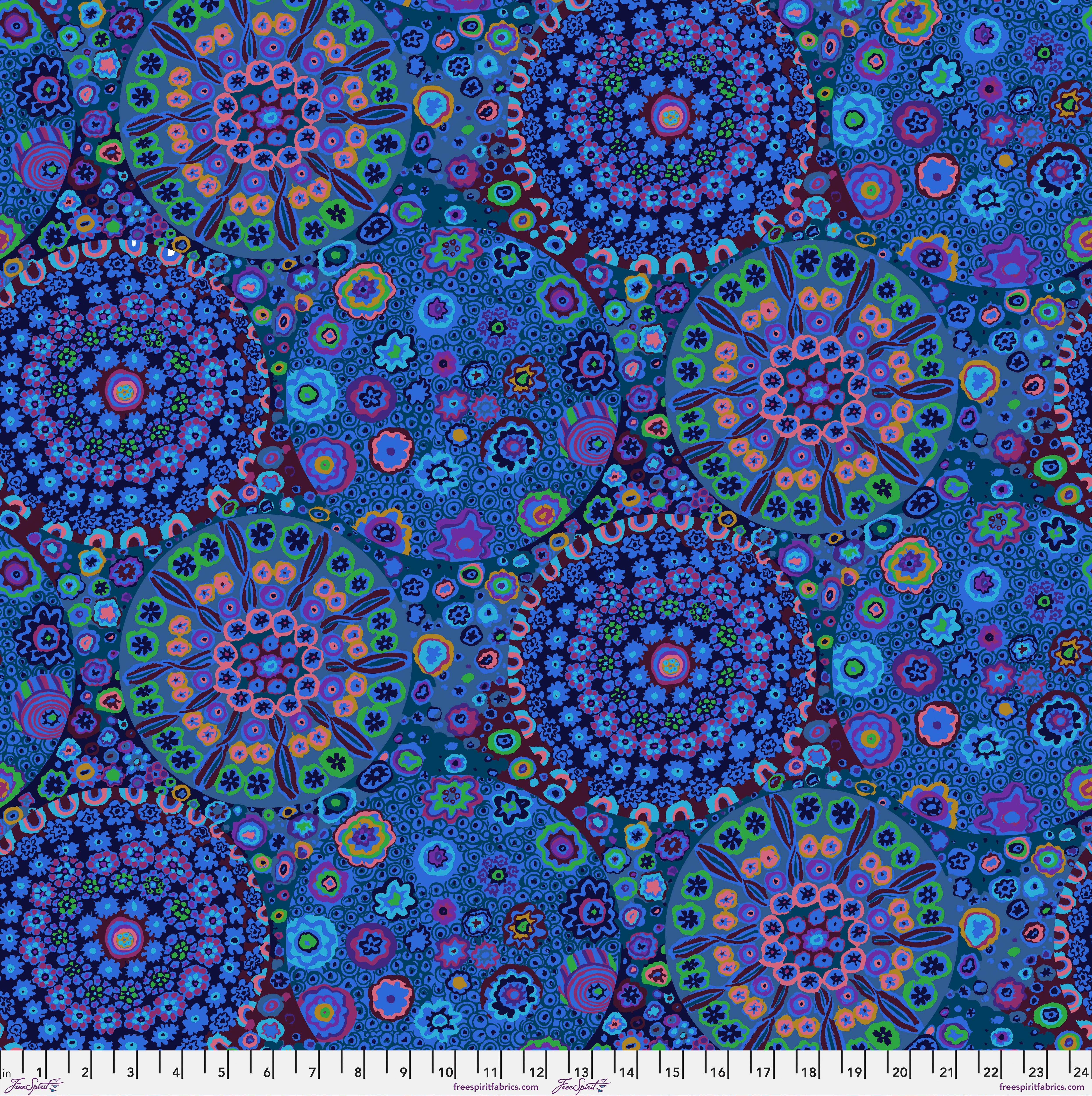 Millefiore - Blue | 108" Backing Fabric by Kaffe Fassett Collective for FreeSpirit | QBGP006.BLUE