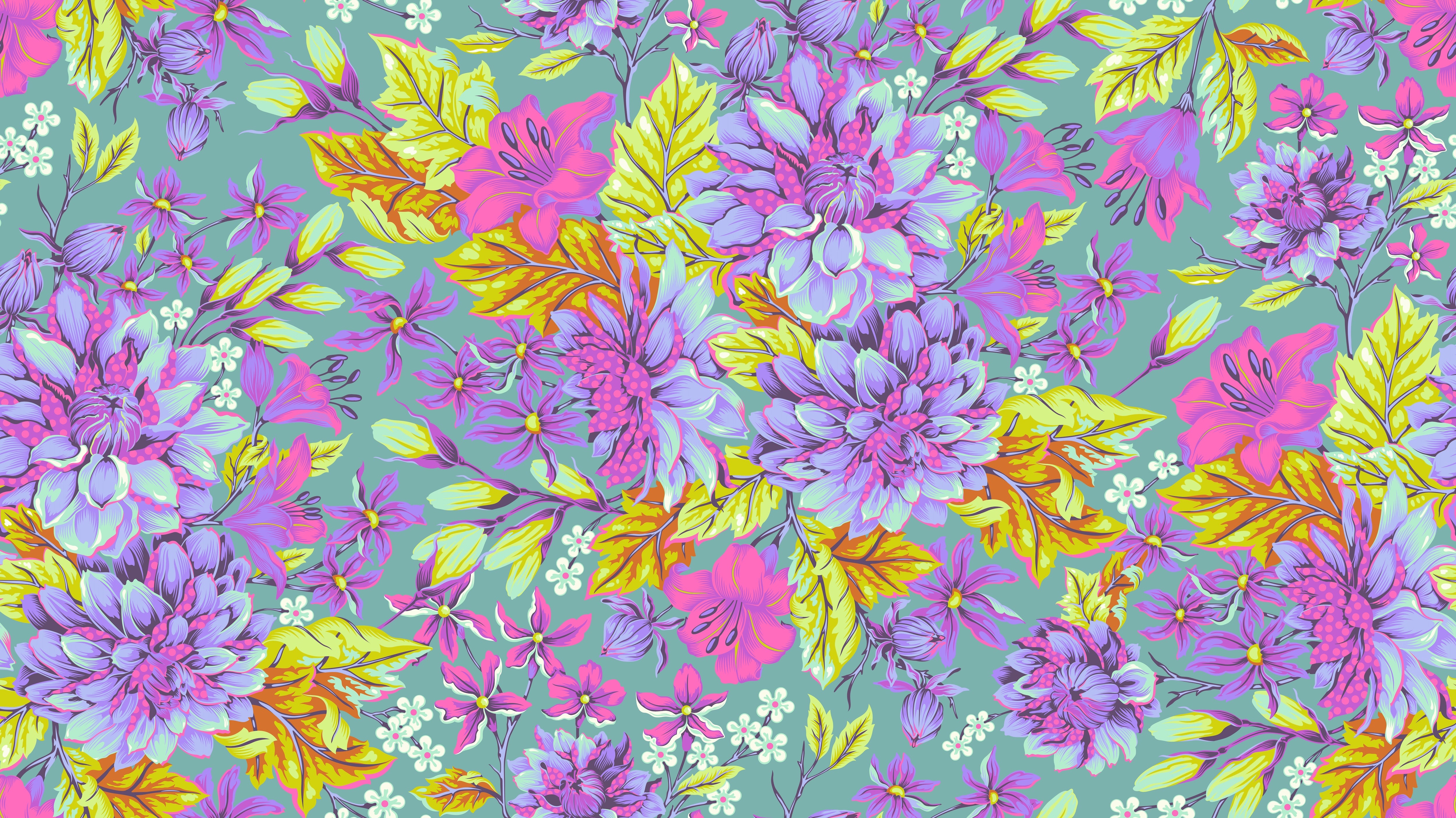Untamed | Hello Dahlia - Cosmic 108" Wide Quilt Backing with Neon Accents by Tula Pink for Free Spirit | QBTP017.COSMIC