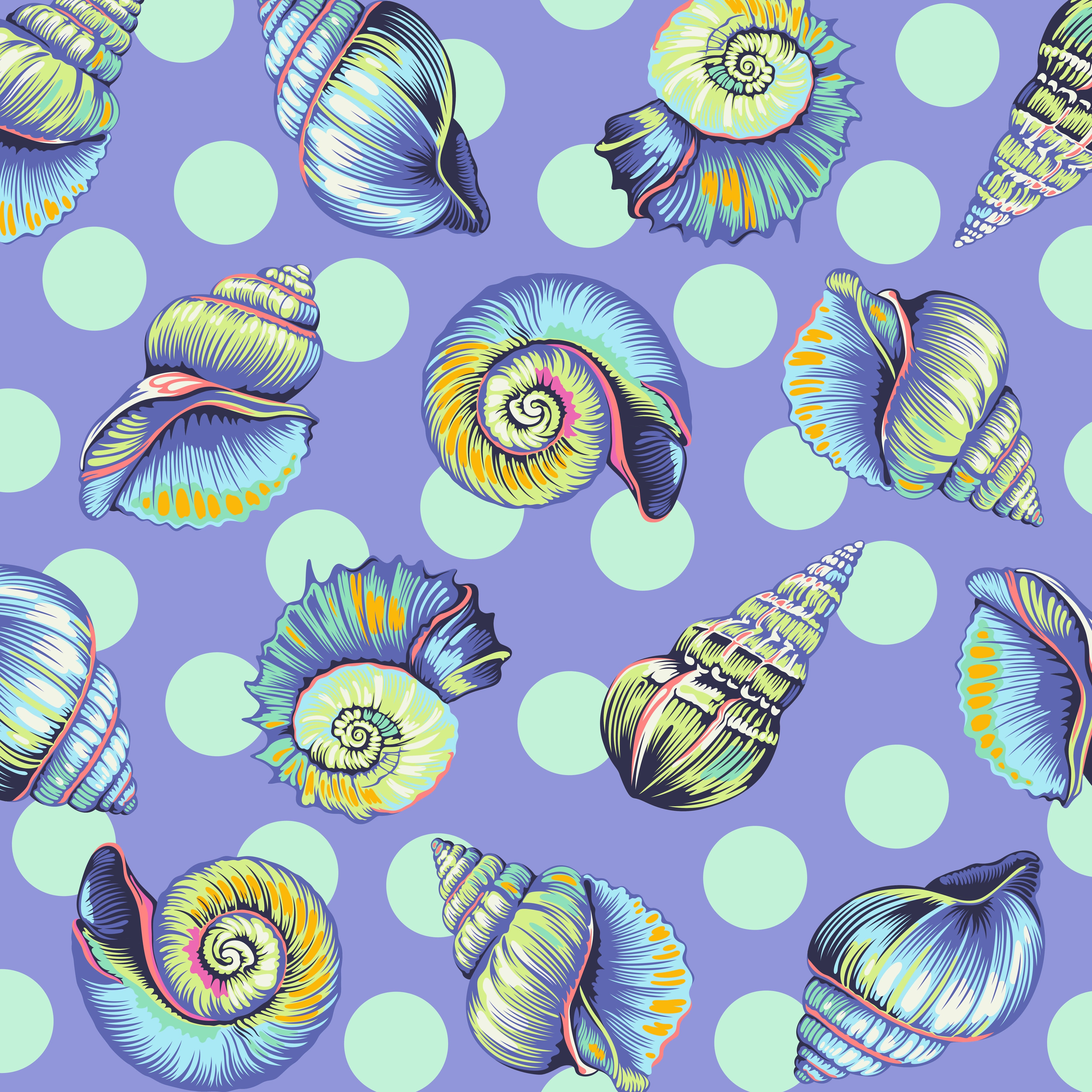 Floral Reef | Big Shelly - Marine | 108" Wide Cotton Sateen Quilt Backing by Tula Pink for FreeSpirit