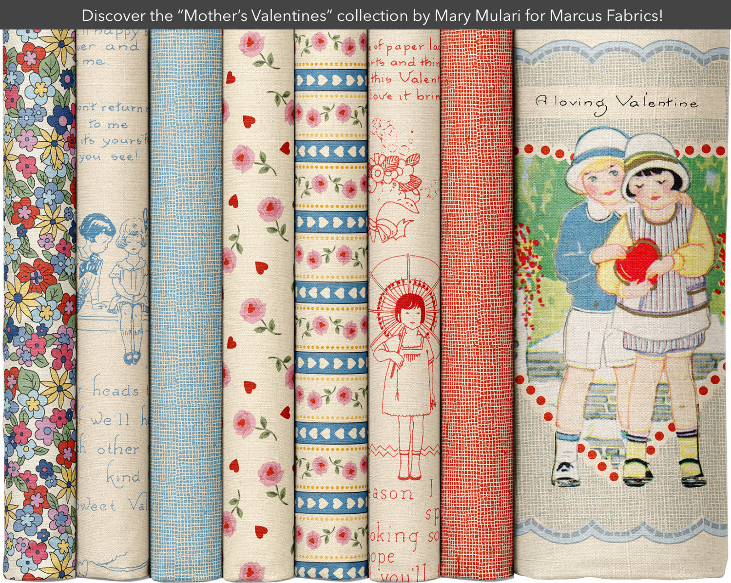 Mother's Valentines | Red Patchwork by Mary Mulari for Marcus Fabrics | R551325D-RED