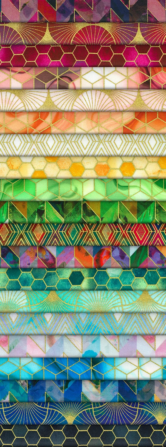 Golden Vibes | 2.5" Strip Roll with Gold Metallic by Lara Skinner for Robert Kaufman | 40 pcs