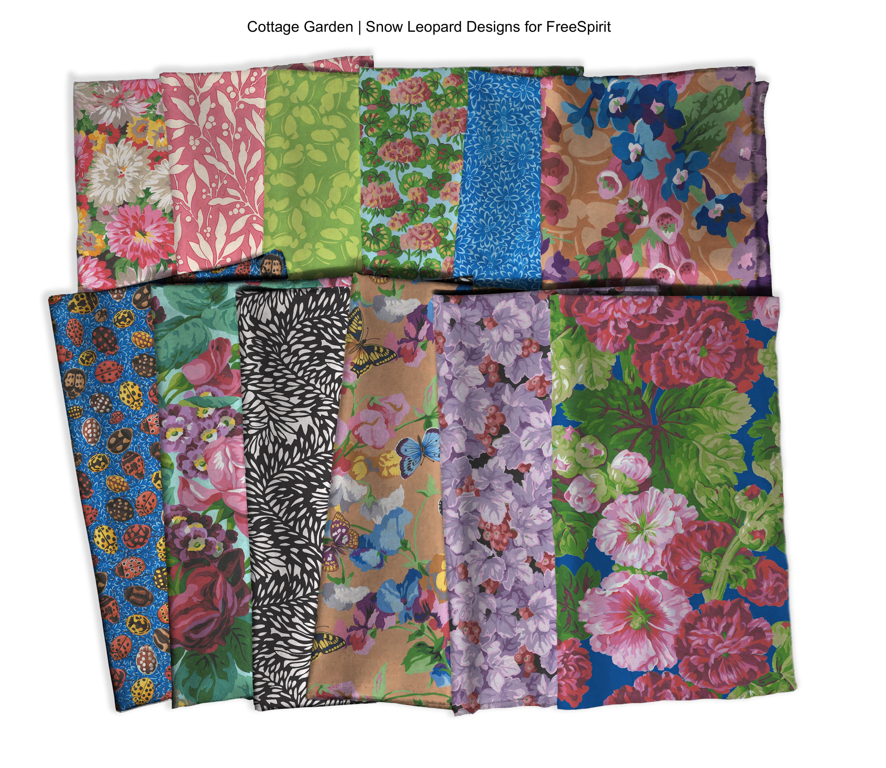 Cottage Garden | Ladybirds Blue by Snow Leopard Designs for FreeSpirit | PWSL141.BLUE