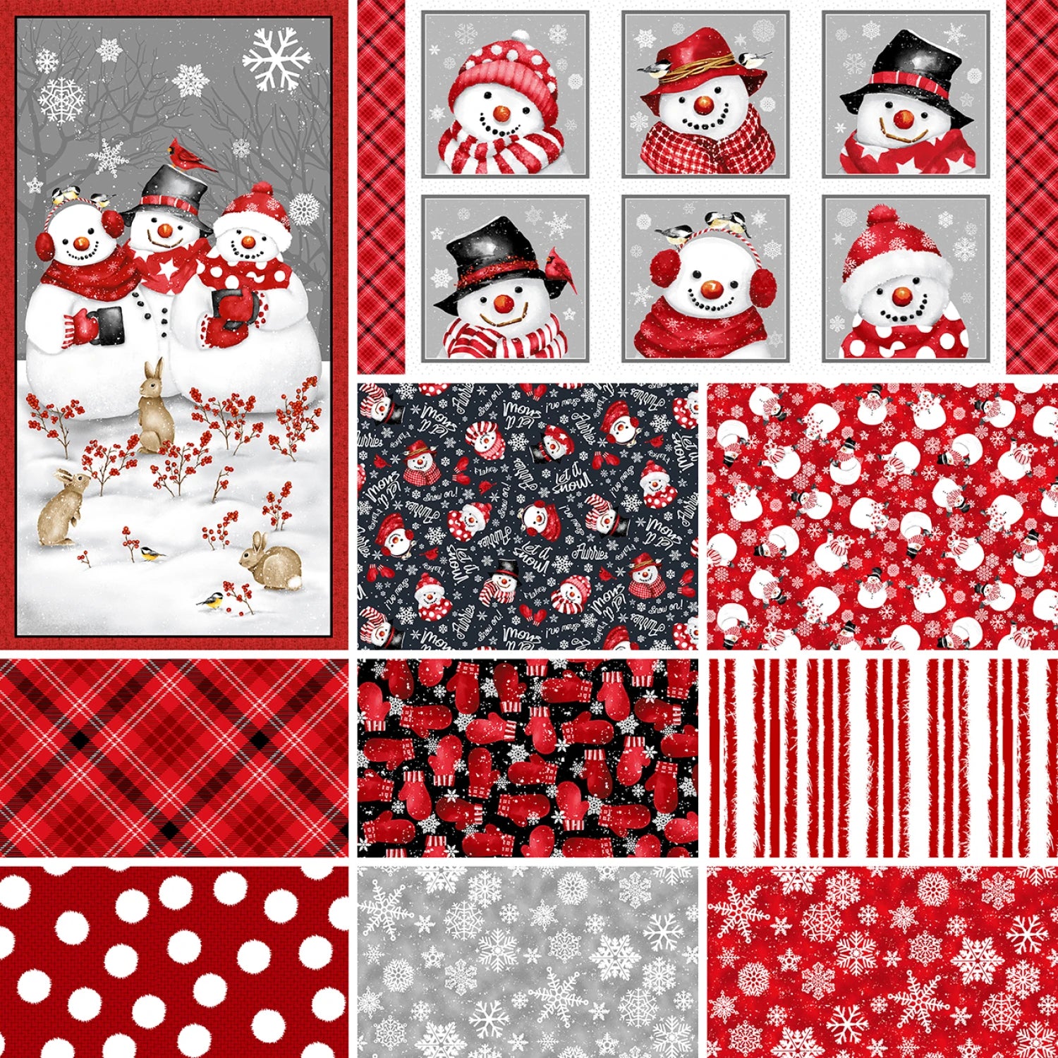 Snow Crew Flannel | Snowmen 24" Panel by Barb Tourtillotte for Henry Glass | F1296P-89