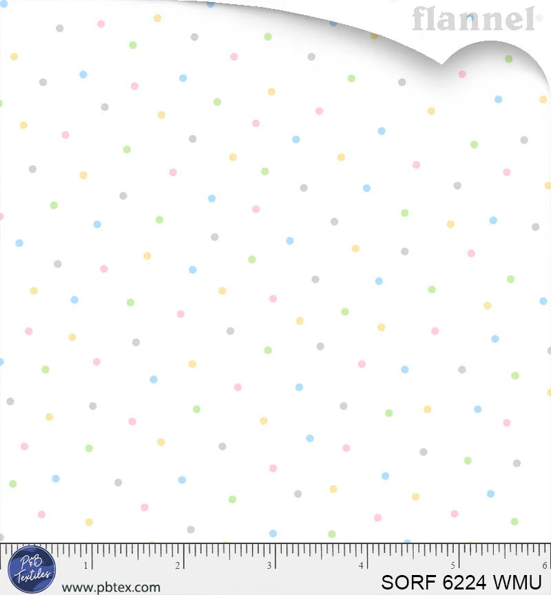 Sorbet Flannel | Tossed Pastel Dots by P&B Textiles | SORF6224-WMU