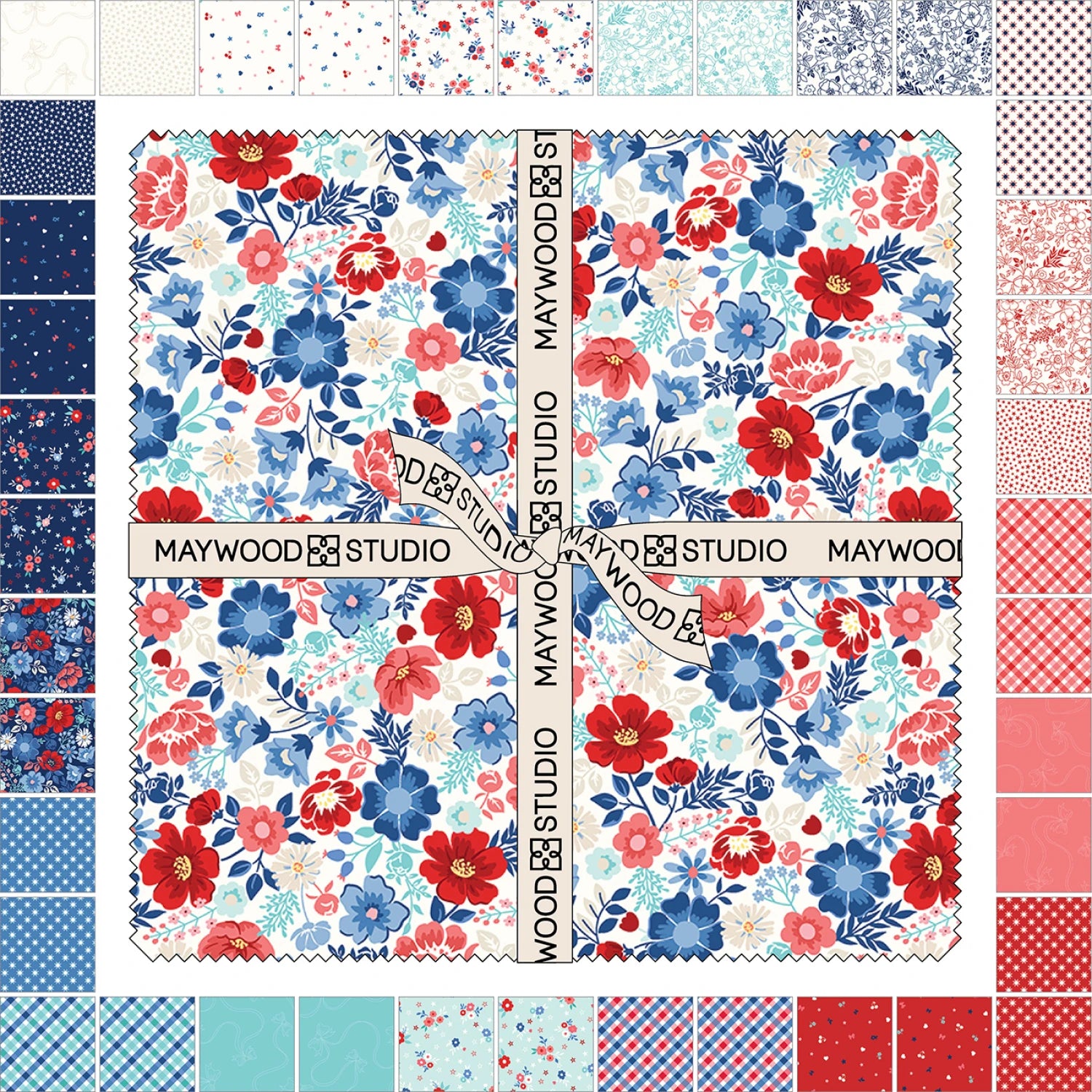 Star-Spangled Beauty | 10" Square Pack by Kimberbell Designs for Maywood Studio | 42 pcs