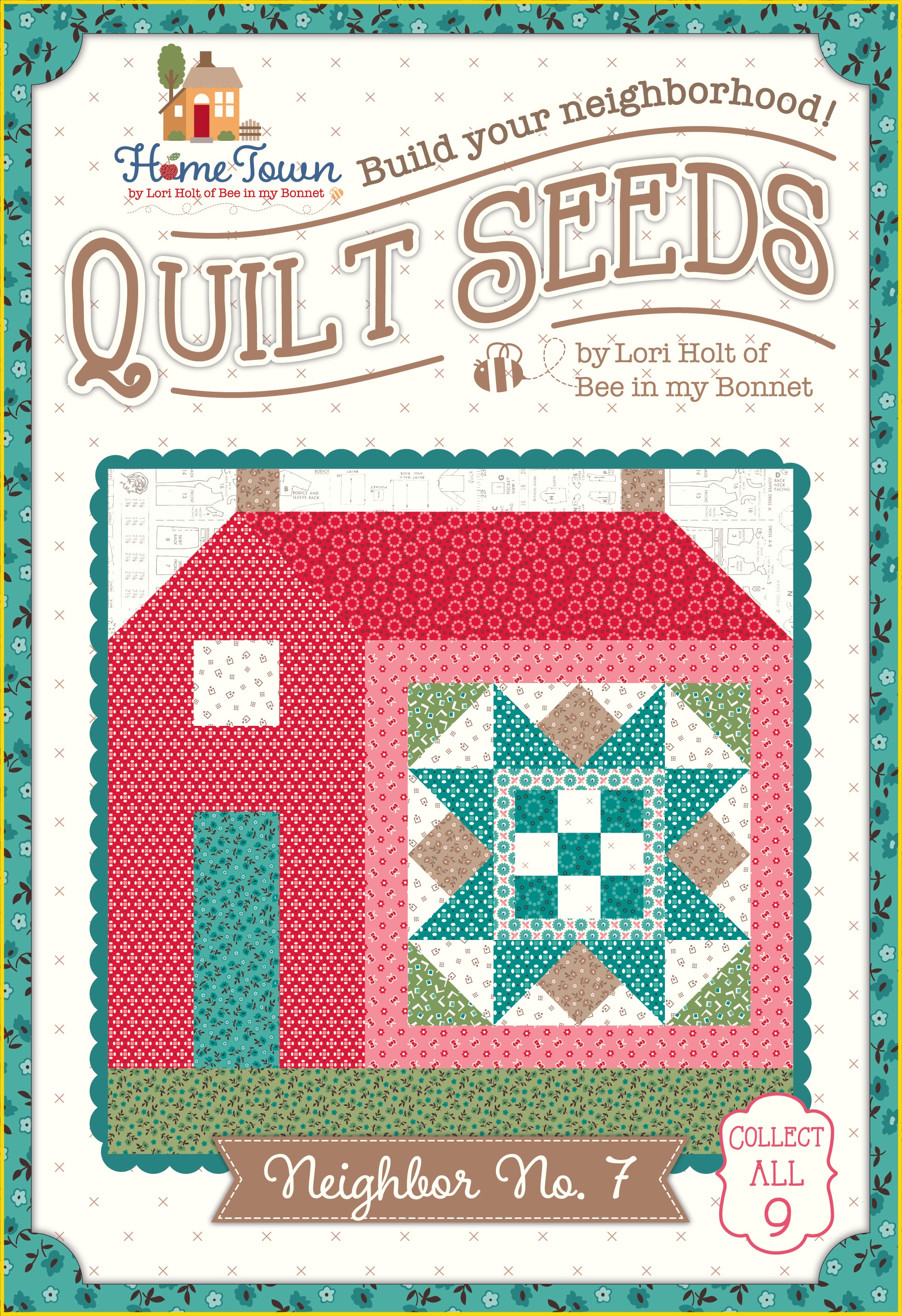 Home Town | Quilt Seeds Neighbor No. 7 Quilt Block Pattern by Lori Holt | 18" x 20"
