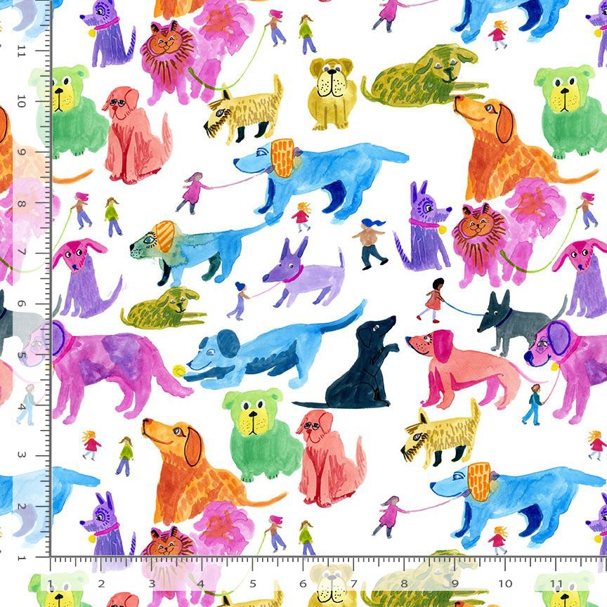 Big Dog Walk | Big Dog Walk - White by Kerstin Stock Art for Dear Stella | STELLA-DKS3125