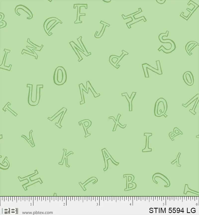 Story Time | Alphabet Toss Light Green by Jill McDonald for P&B Textiles | STIM 5594 LG