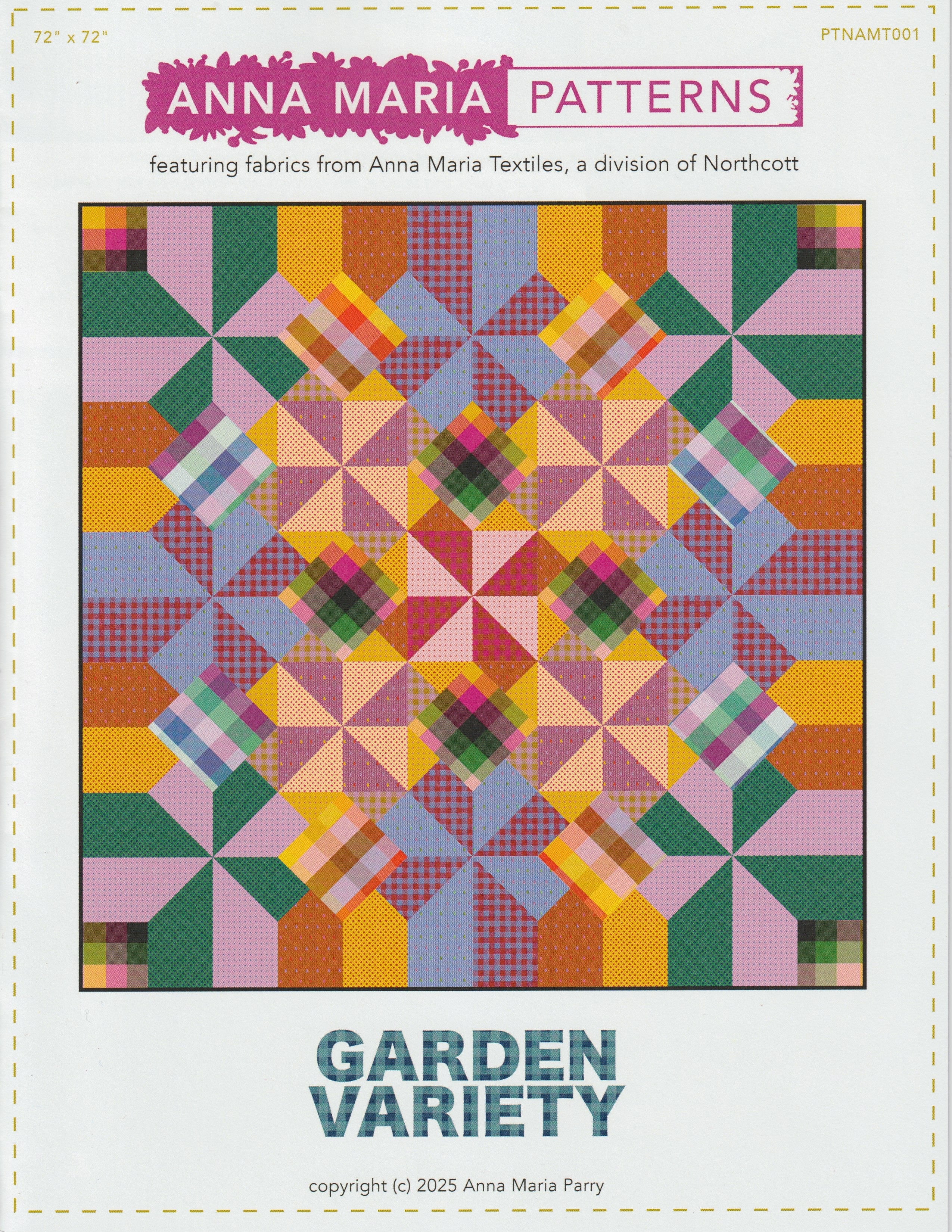 Garden Variety Quilt Pattern by Anna Maria Parry | PTNAMT001 | 72" x 72"
