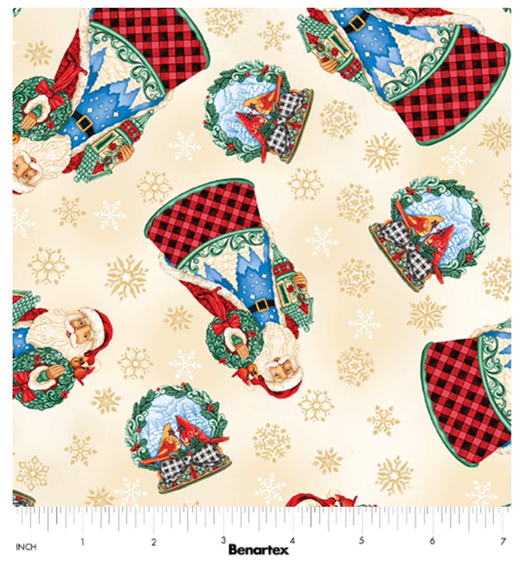 Highland Glen | Santa Cream/Multi by Jim Shore for Benartex | 16819-70