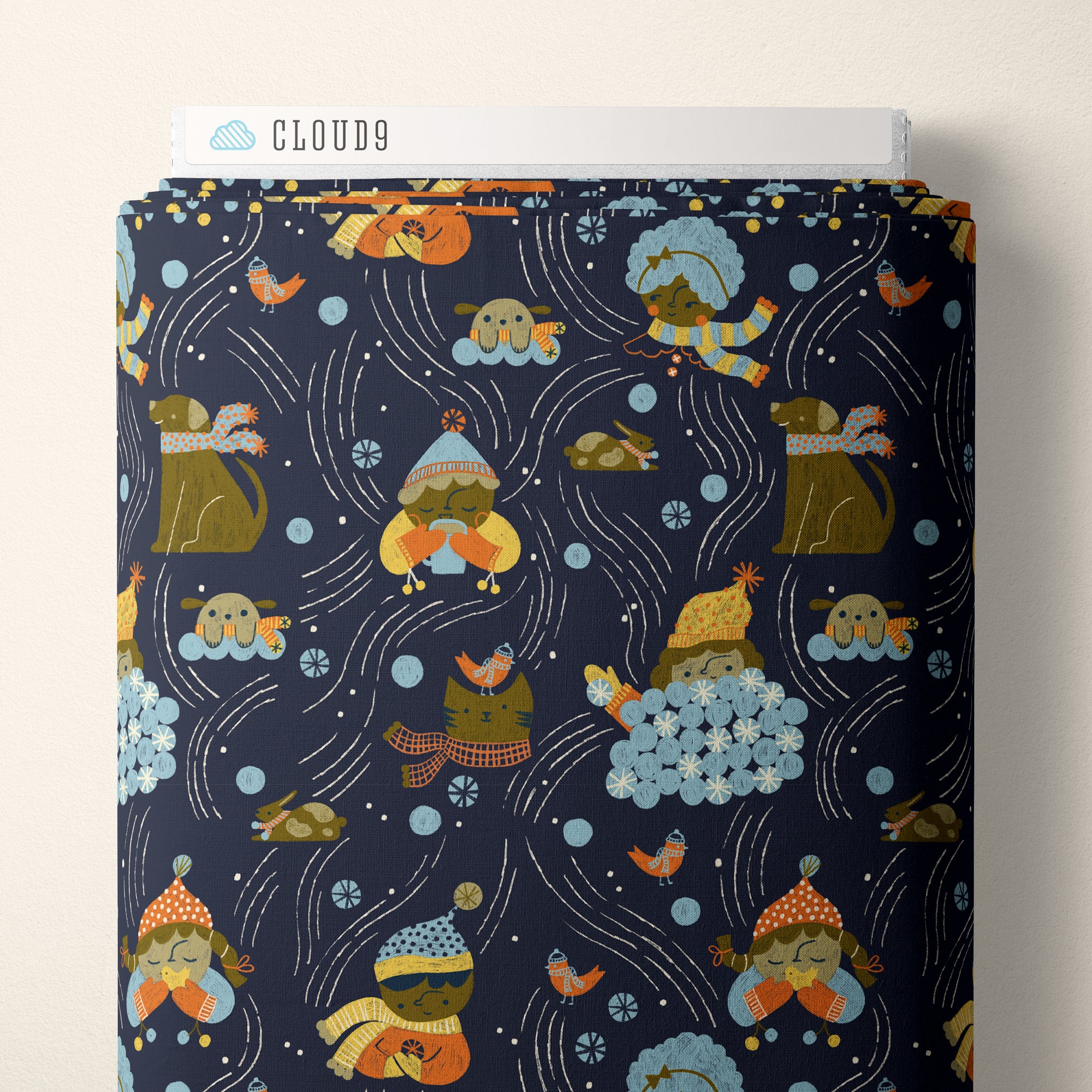 Snow Friends | Snow Play - Night by Meenal Patel Studio for Cloud9 | 100% Organic Cotton