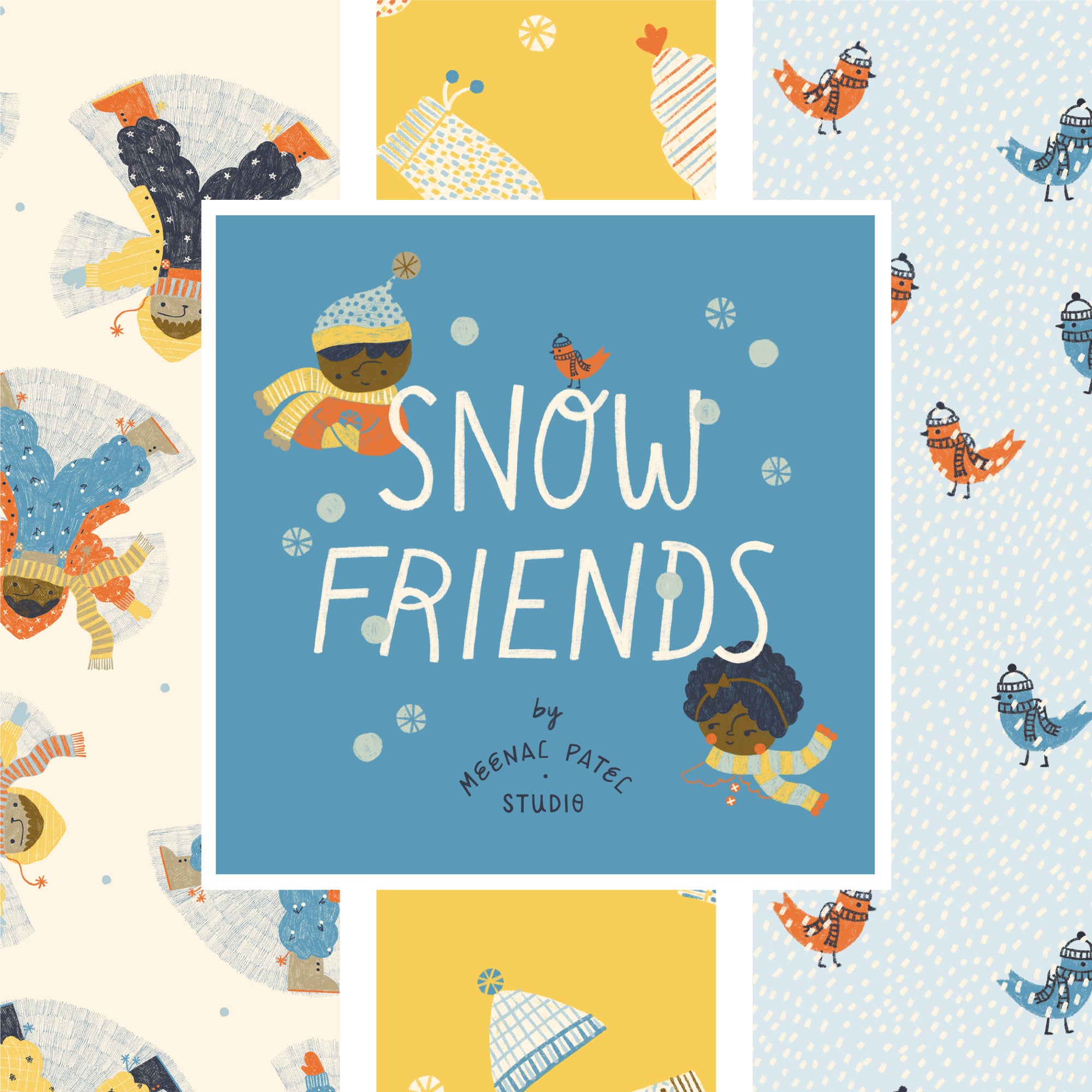 Snow Friends | Snow Fall - Blue by Meenal Patel Studio for Cloud9 | 100% Organic Cotton