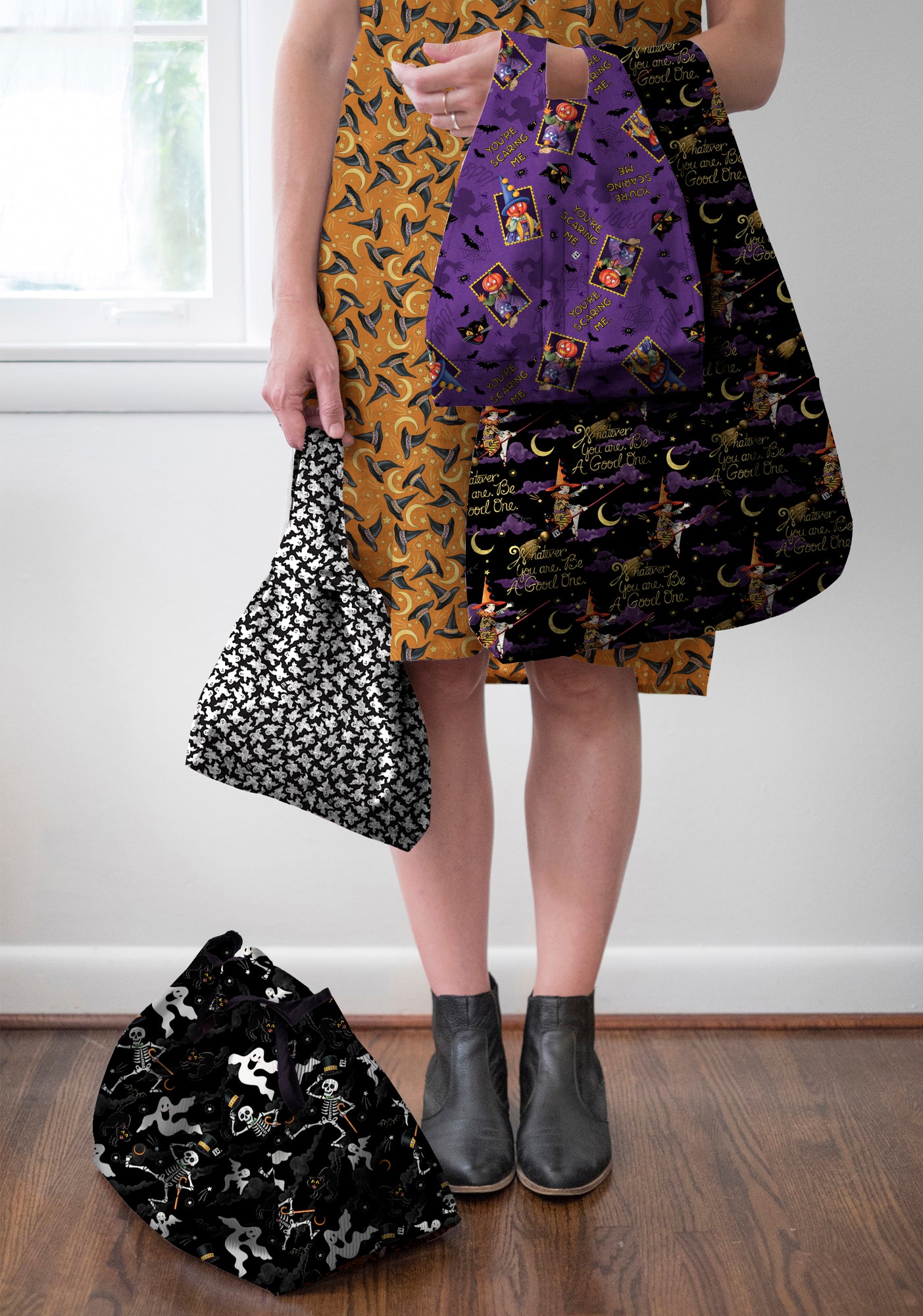 Spooky Cute Halloween | Ghost Cluster - Black by Mary Engelbreit for FreeSpirit | PWMY005.BLACK