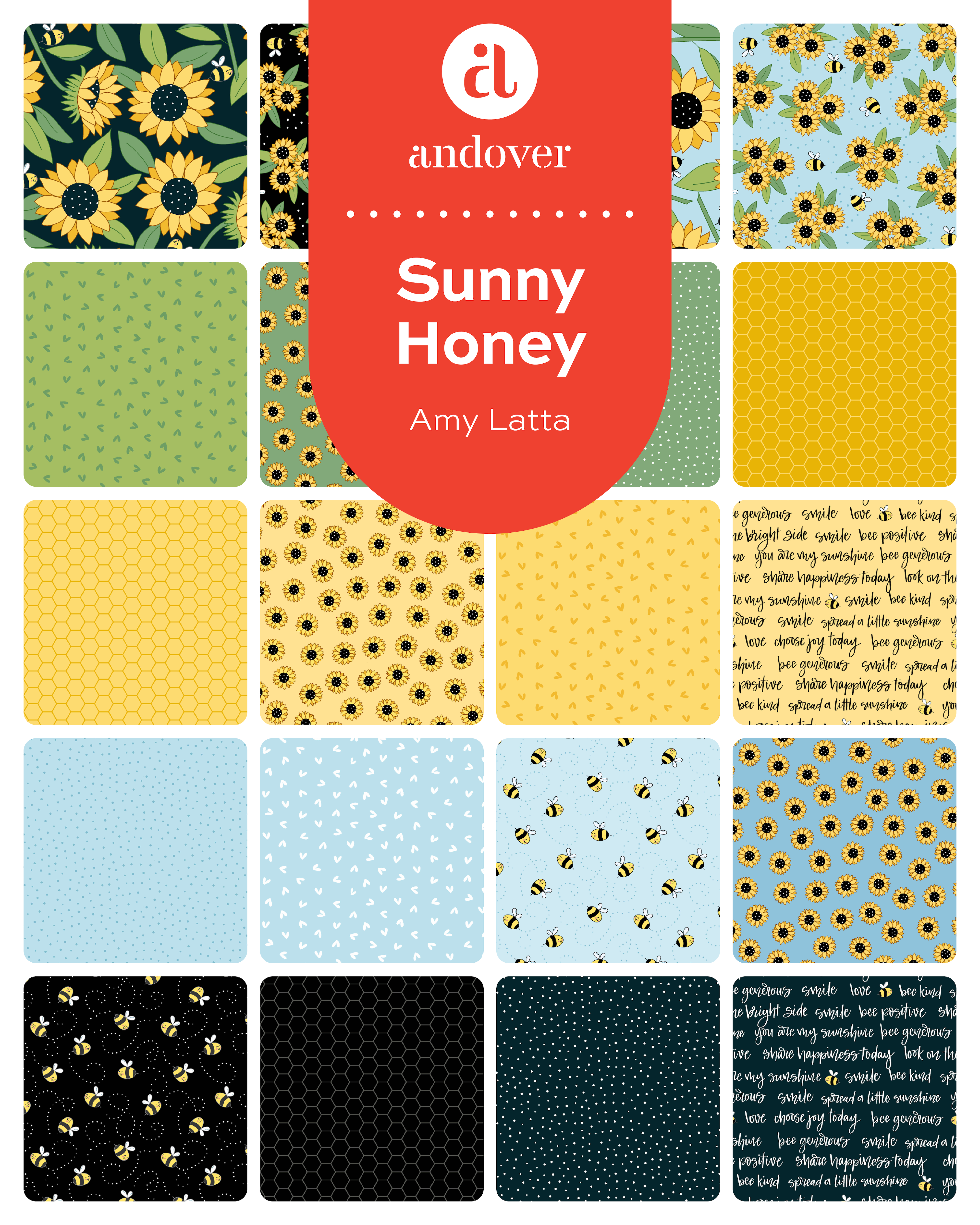 Sunny Honey | Fat Quarter Bundle by Amy Latta Creations for Andover Fabrics | 24 pcs
