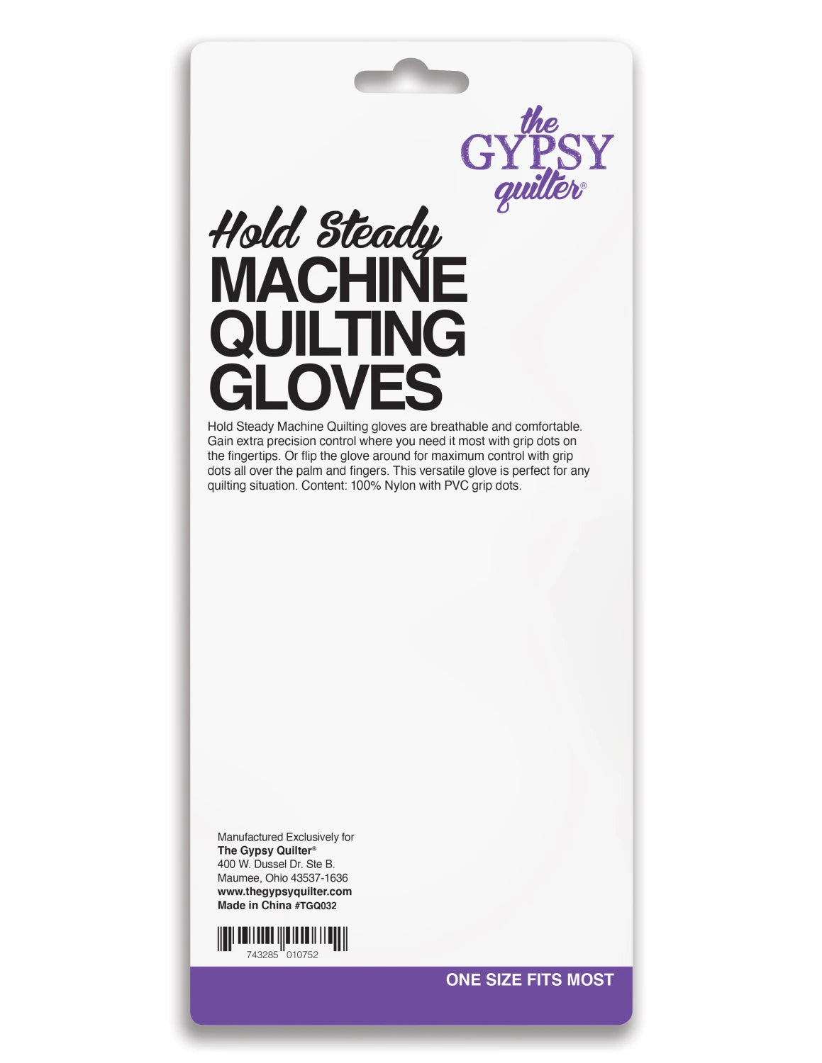 Hold Steady Machine Gloves from Gypsy Quilter | One Size | Purple