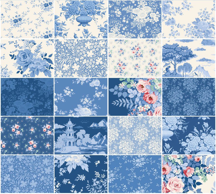 Something Blue | 5" Charm Pack by Tone Finnanger for Tilda | TIL300267 | 40 pcs | 100% Cotton