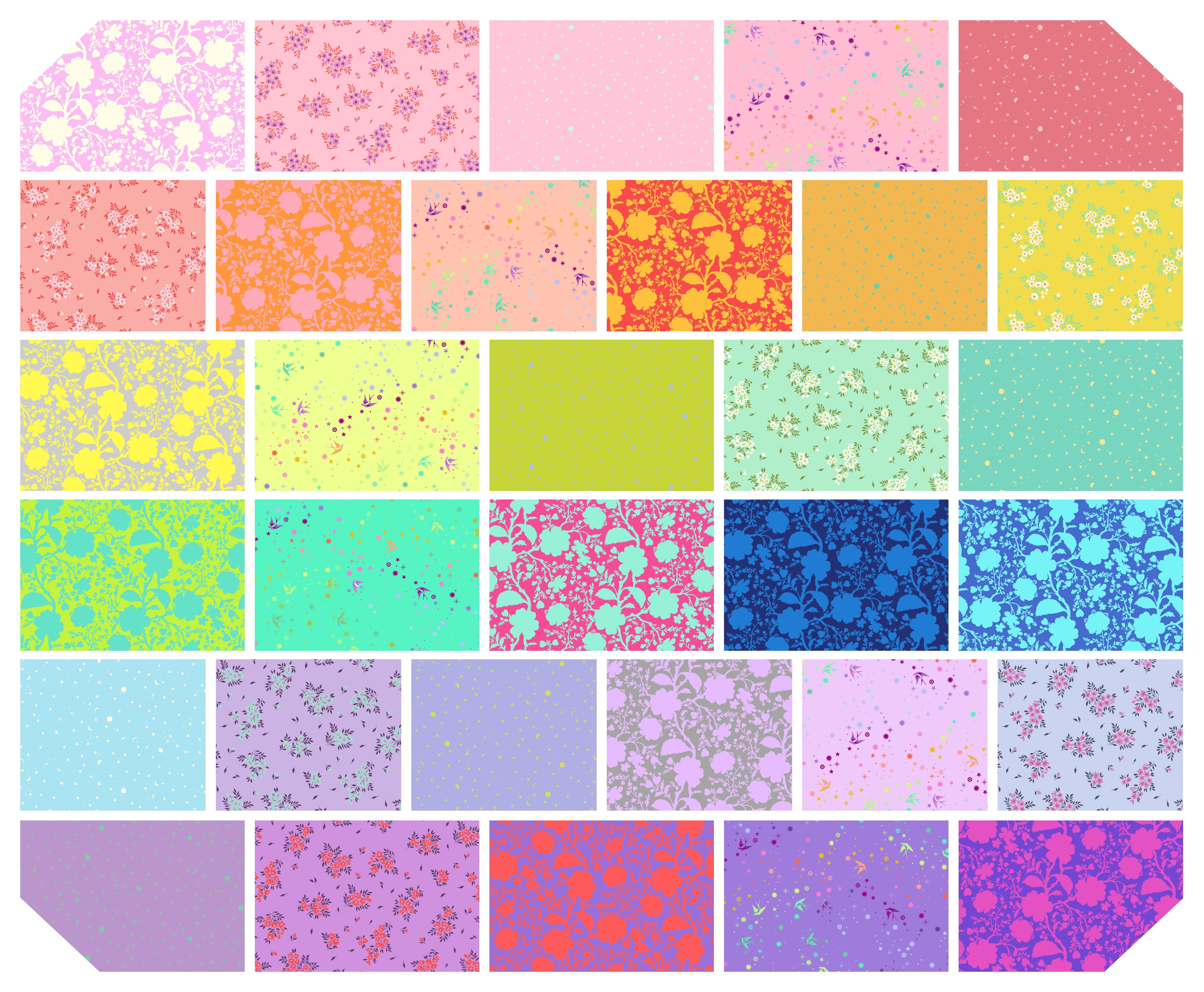 True Colors | Sweetheart Medley Fat Quarter Bundle by Tula Pink for FreeSpirit | 32 pcs