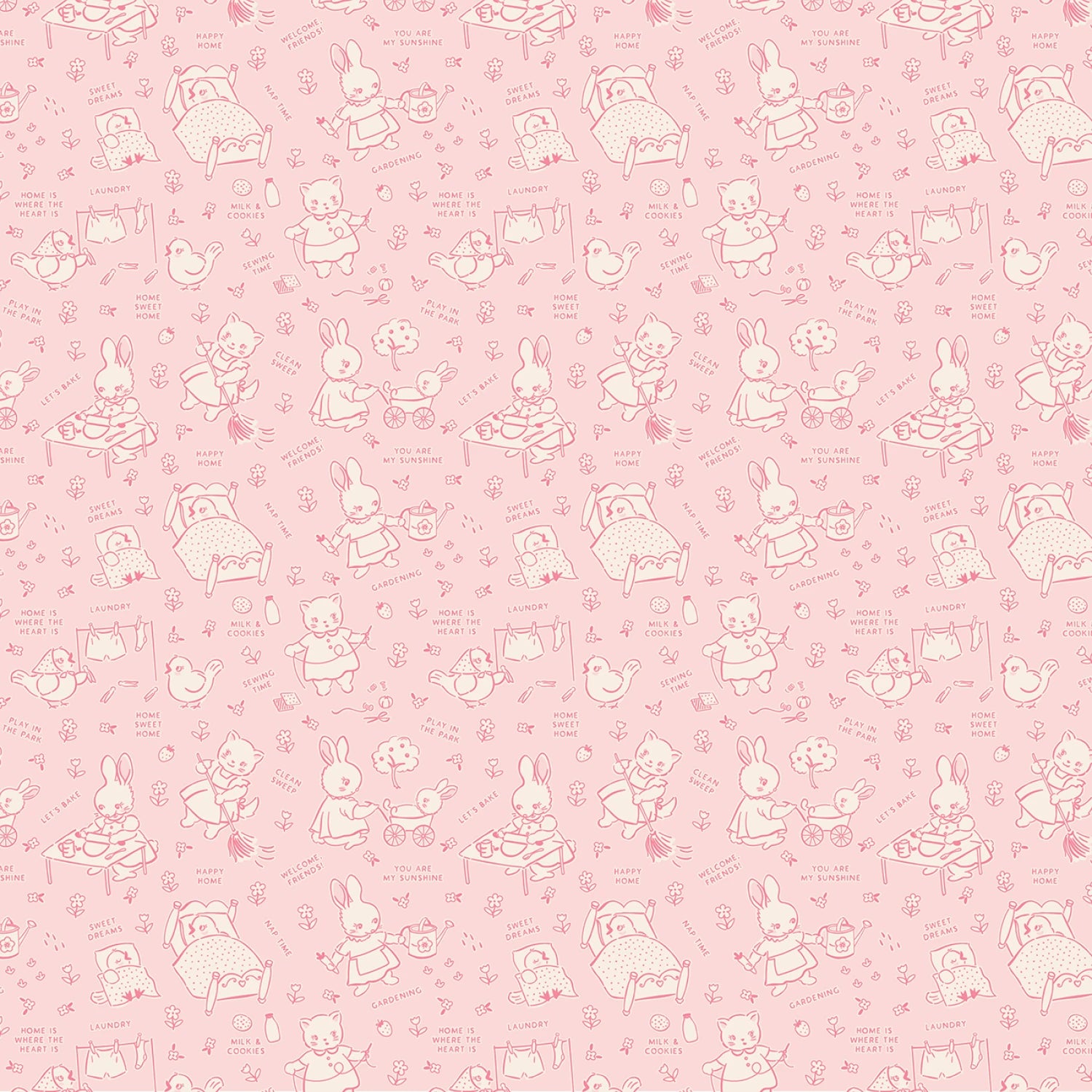Home Sweet Home | Pink Chore Time by Elea Lutz for Poppie Cotton | VR24461