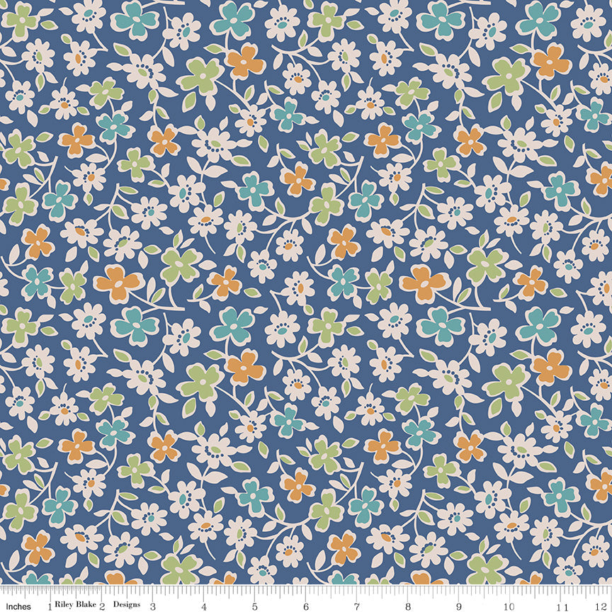 Autumn | Cosmos Denim 108" Wide Backing by Lori Holt for Riley Blake | WB14672-DENIM