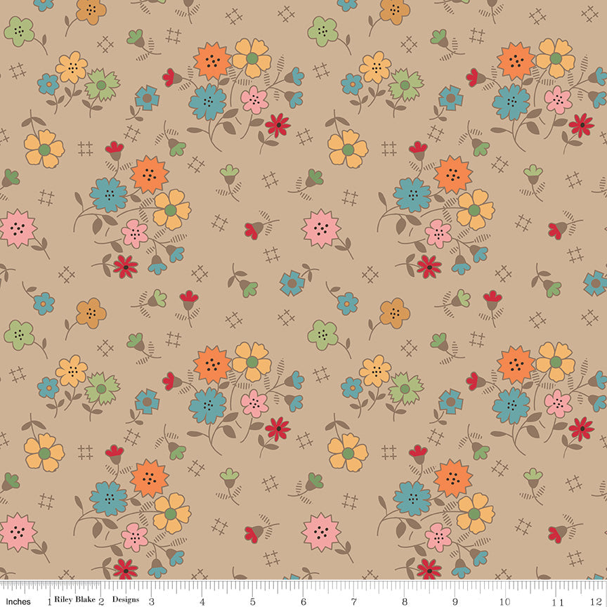 Autumn | Floral Tea Dye 108" Wide Backing by Lori Holt for Riley Blake | WB14673-TEADYE