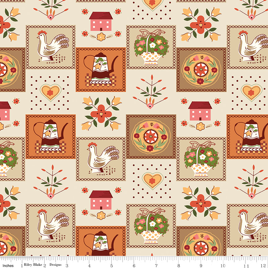 Baked With Love | 108" Wide Backing Fabric - Kitchen Linen by Lori Holt for Riley Blake | WB17801-LINEN