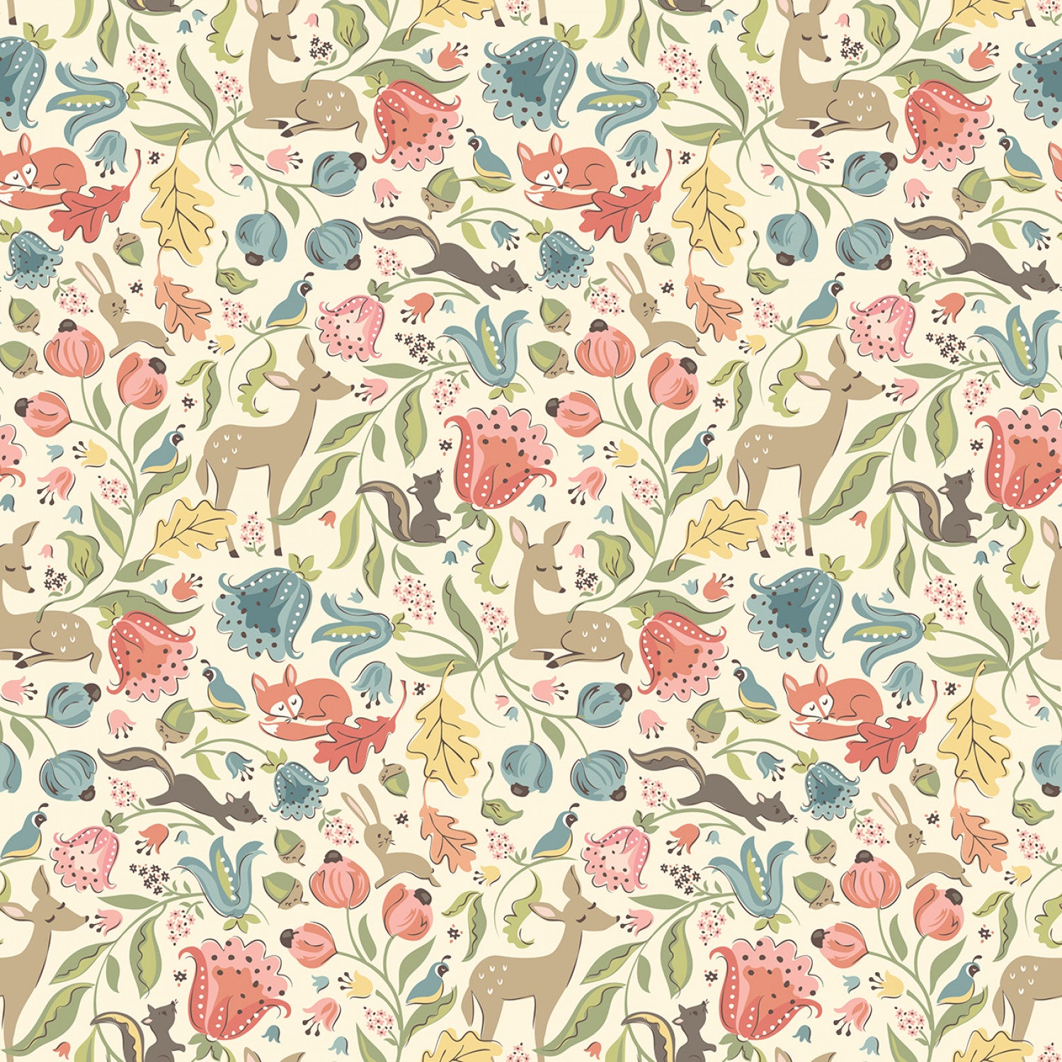 Wildwood Dwellings | Deer Meadow - Cream by Sheri McCulley for Poppie Cotton | WW25100