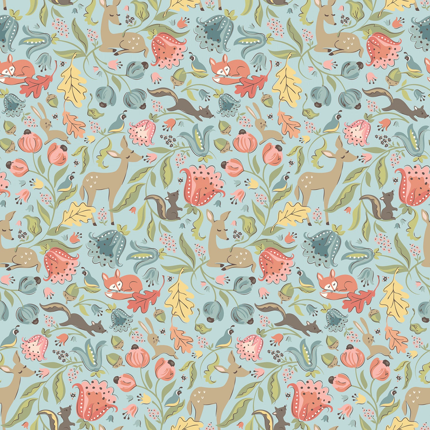 Wildwood Dwellings | Deer Meadow - Light Teal by Sheri McCulley for Poppie Cotton | WW25101