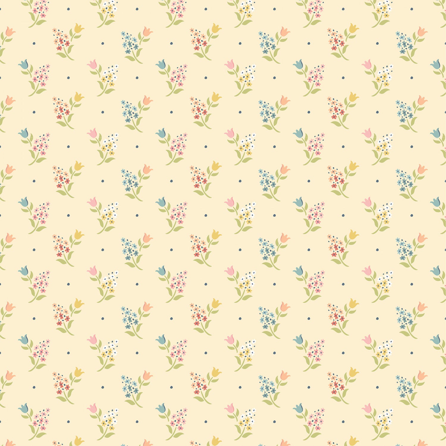 Wildwood Dwellings | Sprigs and Tulips - Yellow by Sheri McCulley for Poppie Cotton | WW25112