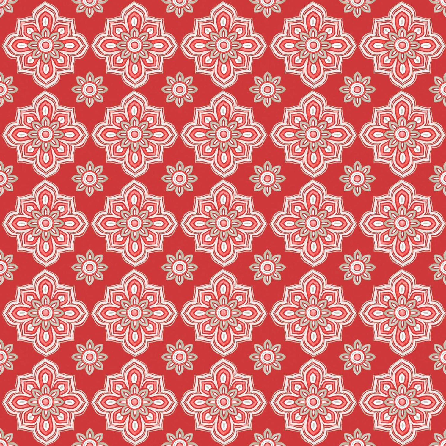 Woodland Whispers | Decorative Geo Red by Leslie Trimbach for P&B Textiles | WWHI6206-R
