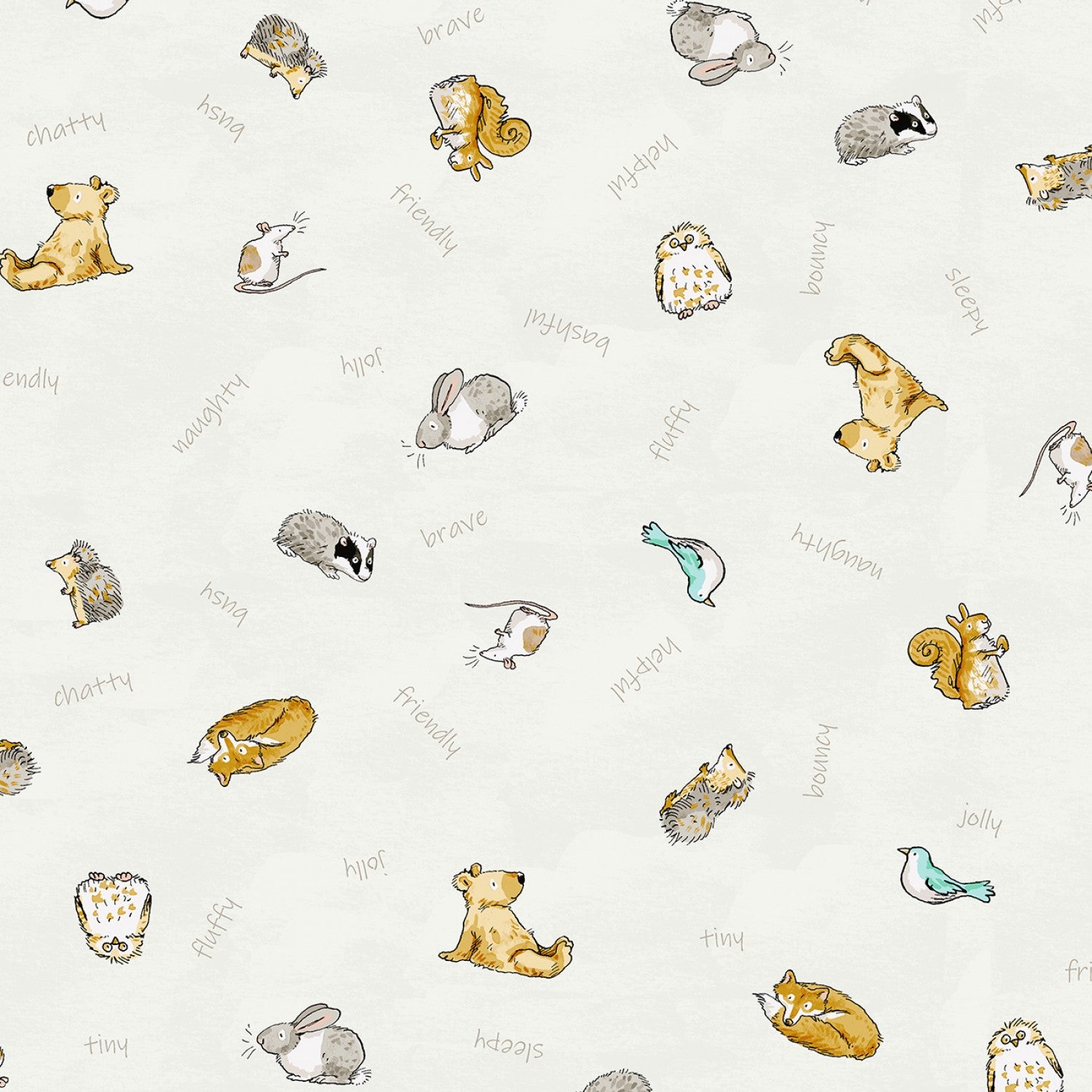 Garden Party | Animal Toss Light Khaki by Anita Jeram for Clothworks | Y2737-11