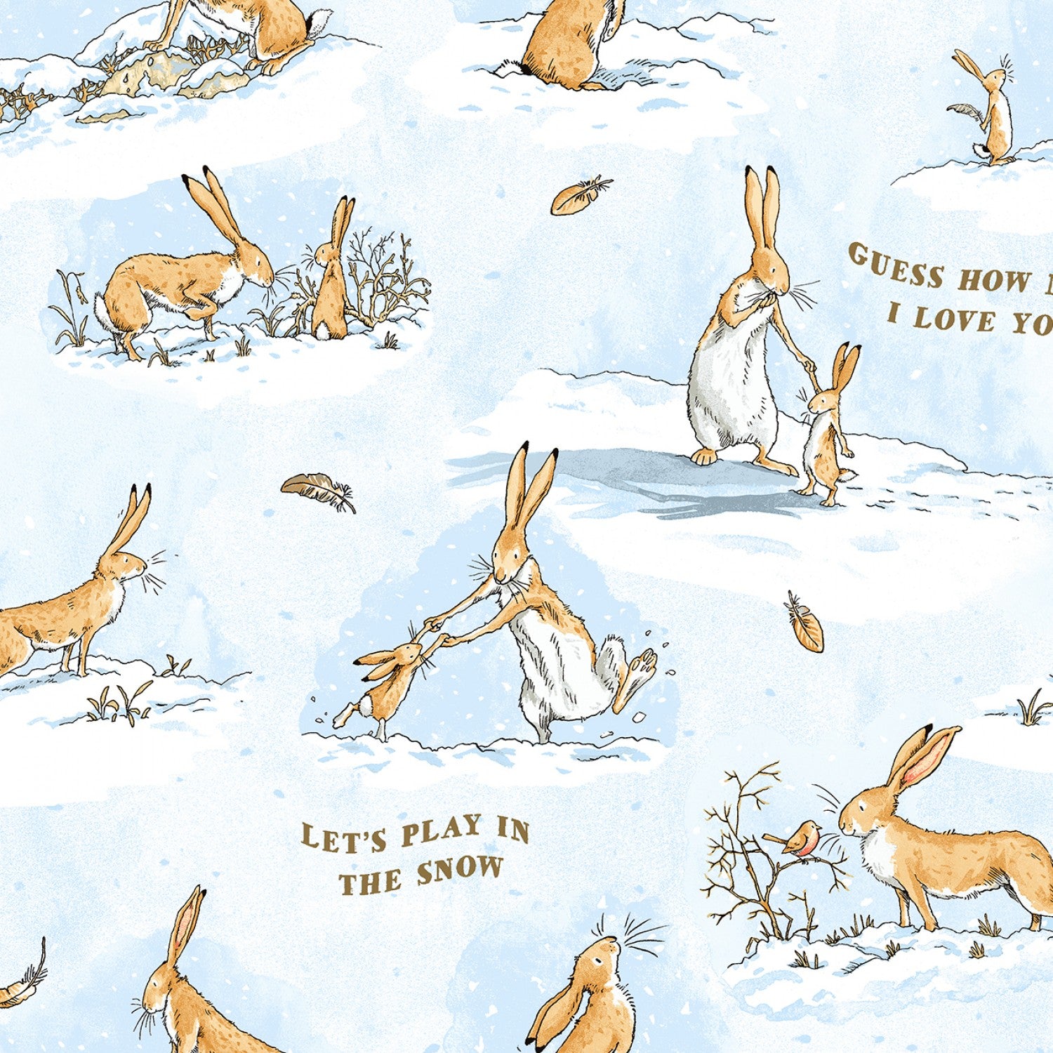Guess How Much I Love You 2020 | Flannel Bunny Scene - Light Denim by Anita Jeram for Clothworks | Y3085-87 | 100% Cotton Flannel