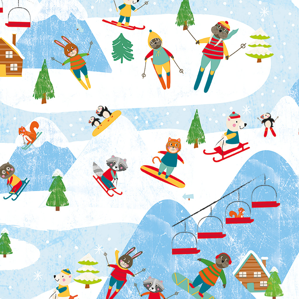 Snow Fun | Digital Ski Mountains - Sky by Liza Lewis for Clothworks | Y3592-98