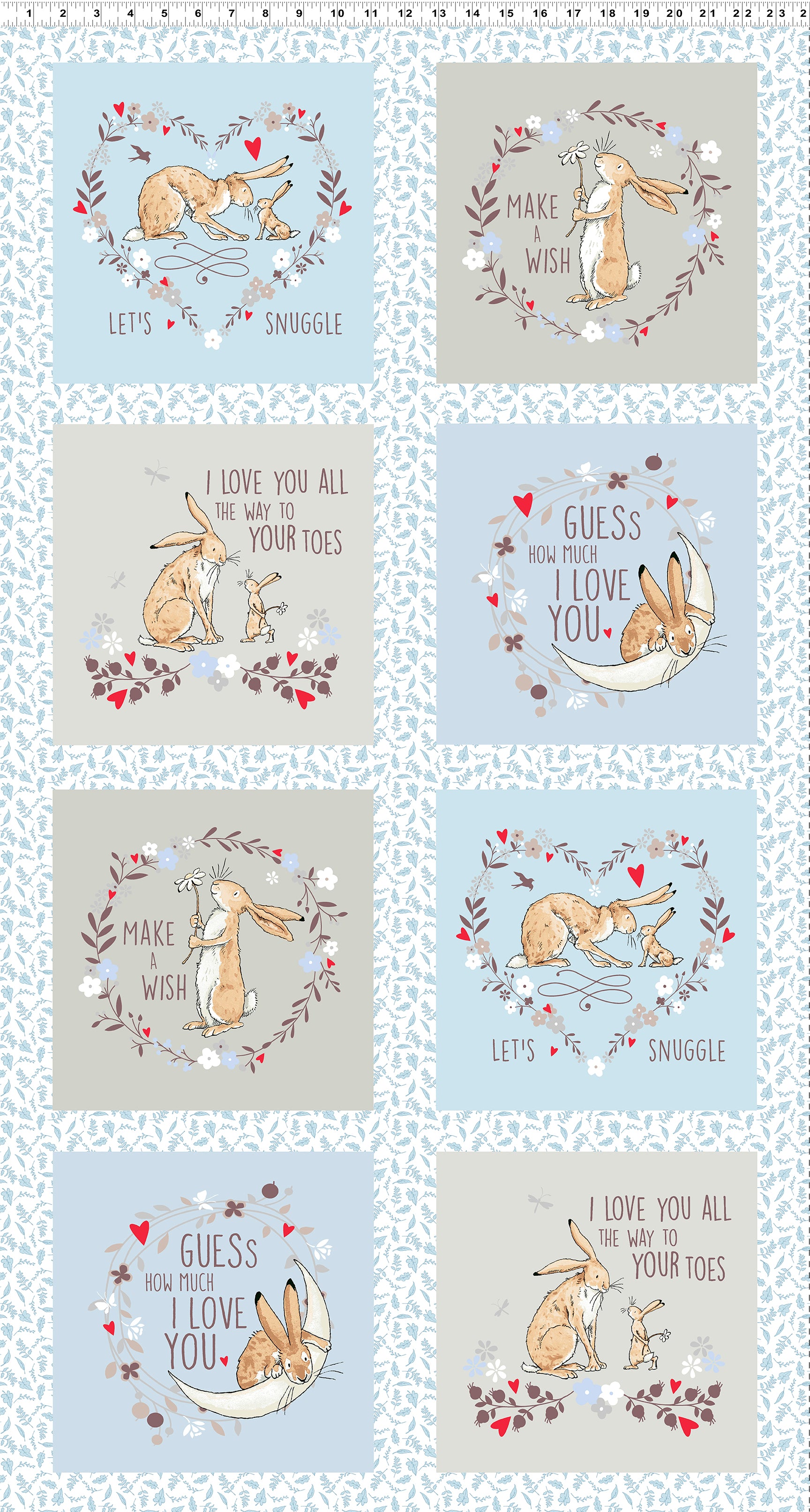 Guess How Much I Love You 2022 | Denim 24" Panel by Anita Jeram for Clothworks | Y3682-87